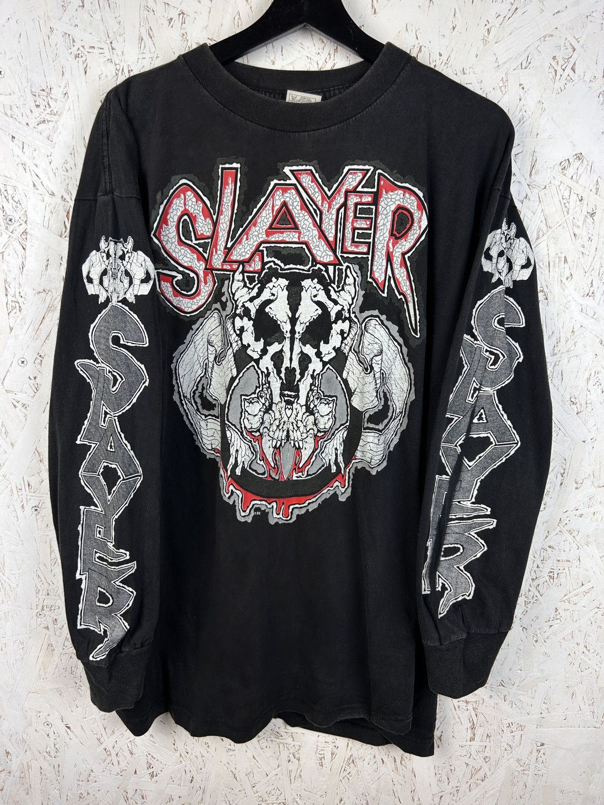 Band Tees 90s Vintage Slayer Goat Art Crazy Design Rare Long Sleeve Size US XL / EU 56 / 4 - 1 Thumbnail