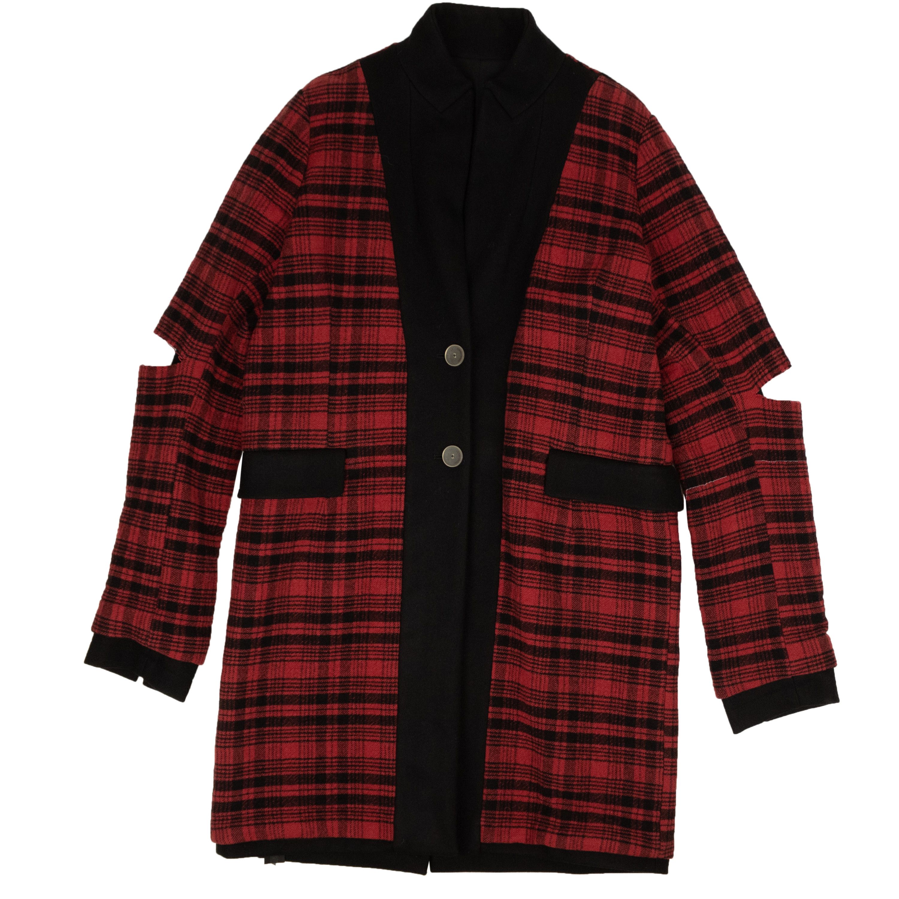 image of Black Unravel Wool Reverse Coat Size 40, Women's