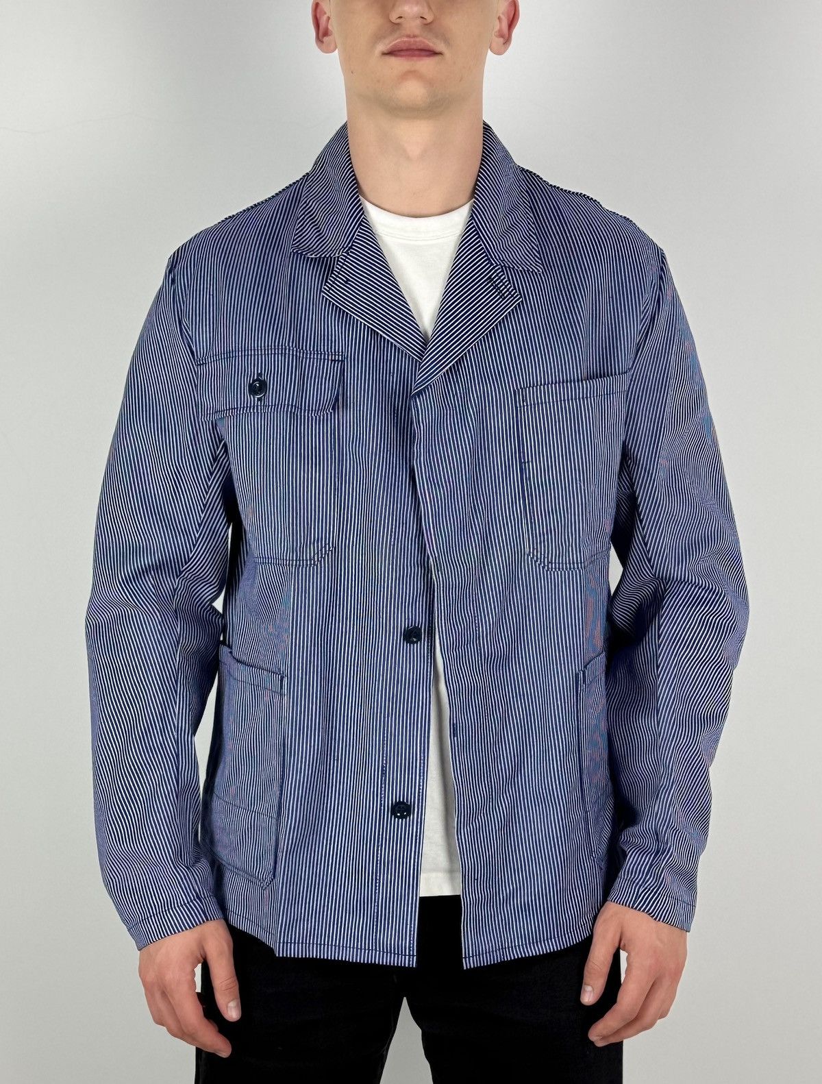 Vintage 80’s Vintage Fischer French Chore Striped Work Jacket Size US L / EU 52-54 / 3 - 1 Thumbnail