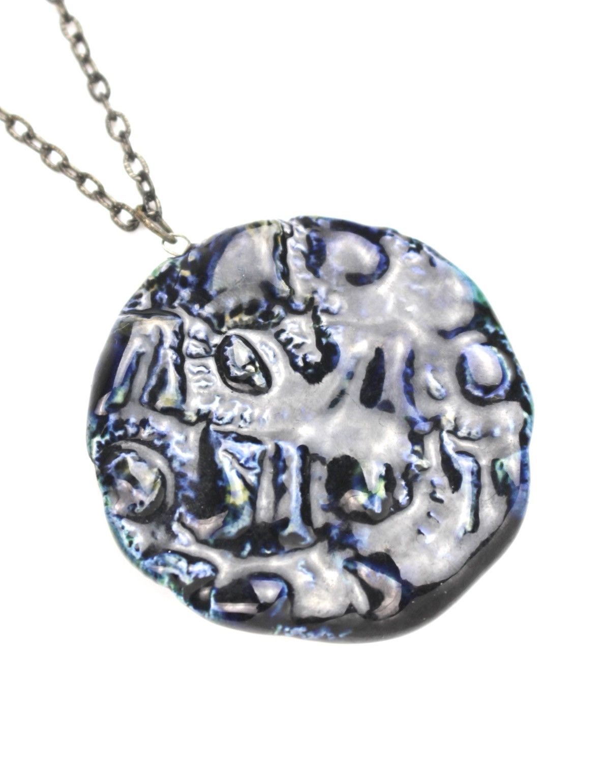 Hysteric Glamour 2000S JAPANESE MADE BLUE CERAMIC ABSTRACT PENDANT NECKLACE Size ONE SIZE - 3 Thumbnail