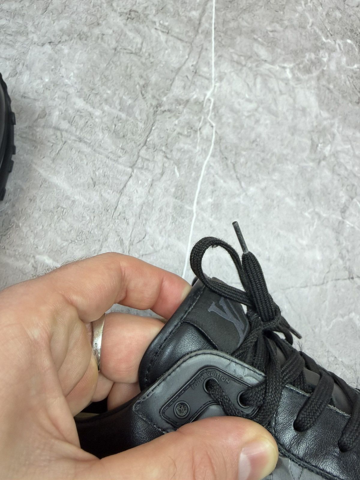 Louis Vuitton Louis Vuitton Run Away Sneaker Black Monogram Leather LV 10 Size US 11 / EU 44 - 5 Thumbnail