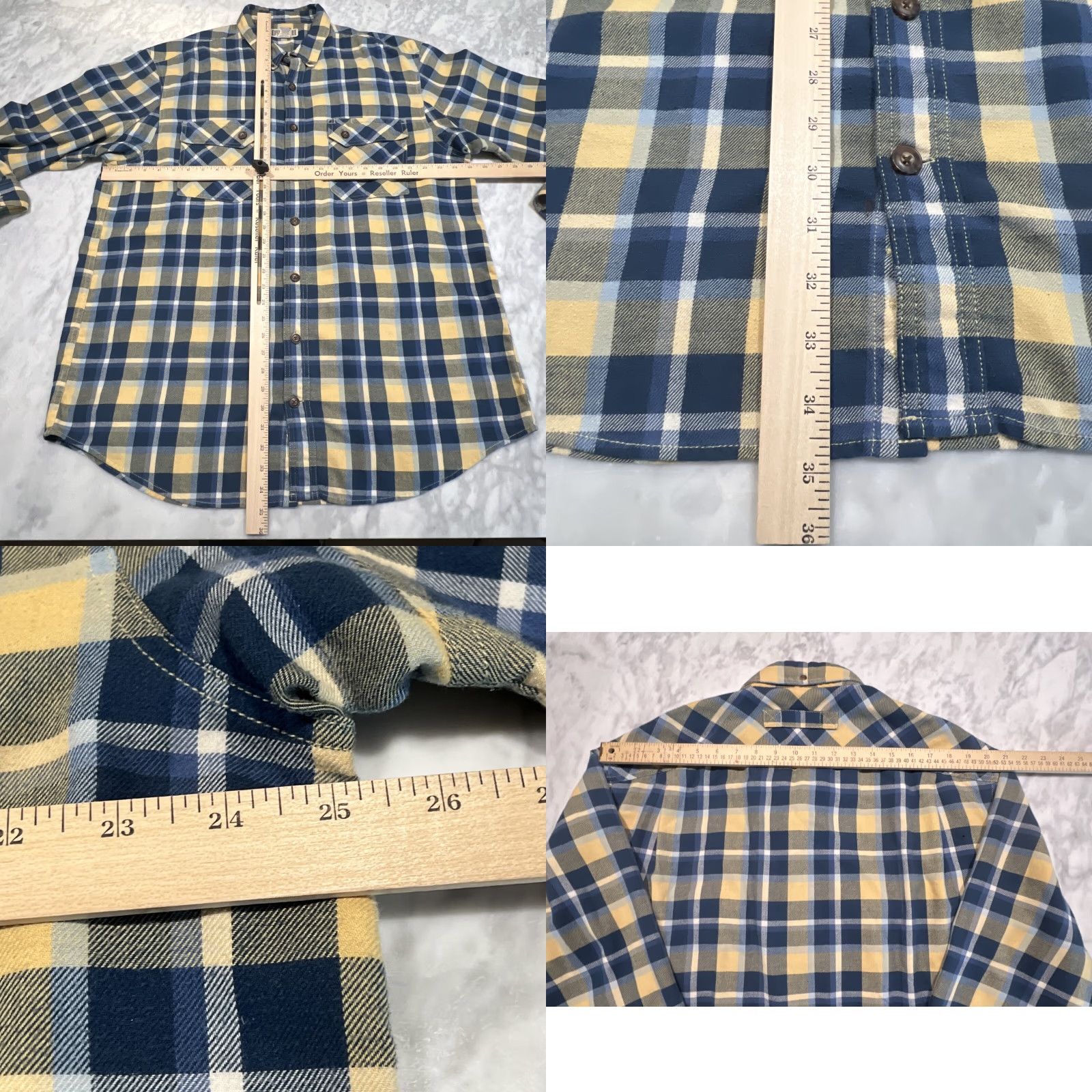 CO Duluth Trading Co Flannel Shirt Mens XL Tall Button-Down Plaid Blue Yellow Pockets Size US XL / EU 56 / 4 - 8 Thumbnail