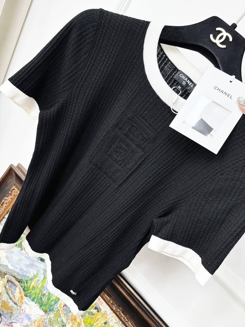 Chanel Chanel 24C black white edge knitted short sleeves Size XS / US 0-2 / IT 36-38 - 9 Thumbnail