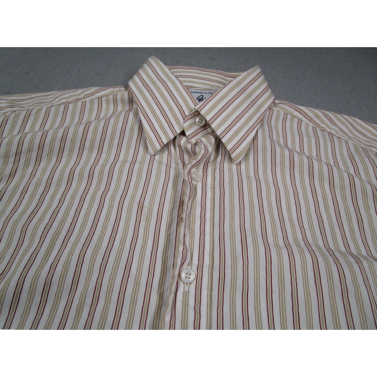 Brioni VINTAGE Brioni Dress Shirt Large 16 Beige Striped Long Sleeve Button Up Italian Designer Mens Size 42R - 2 Thumbnail
