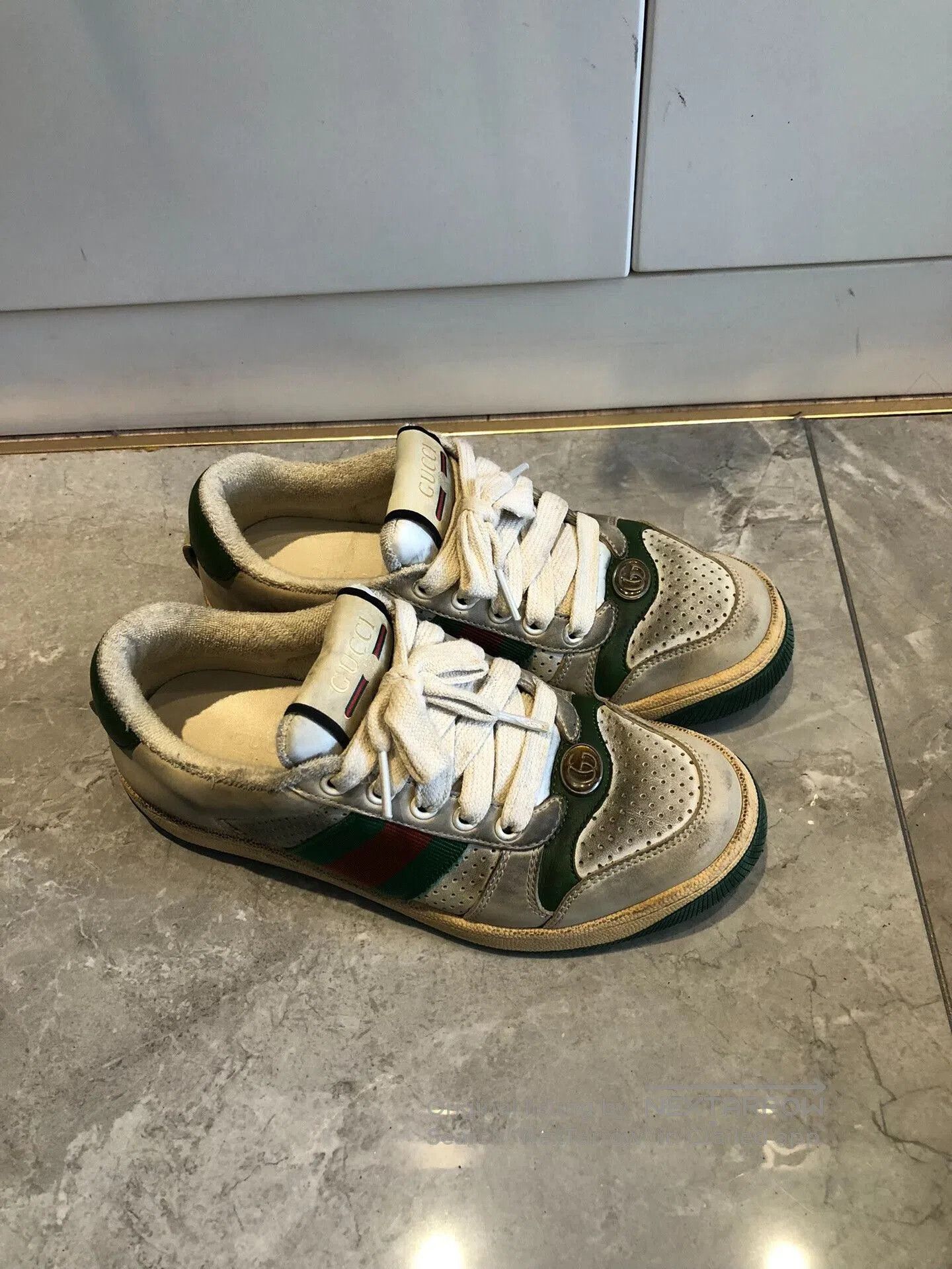 Gucci Gucci Screener Distressed Leather Sneakers Women. Size US 4.5 / IT 34.5 - 1 Thumbnail