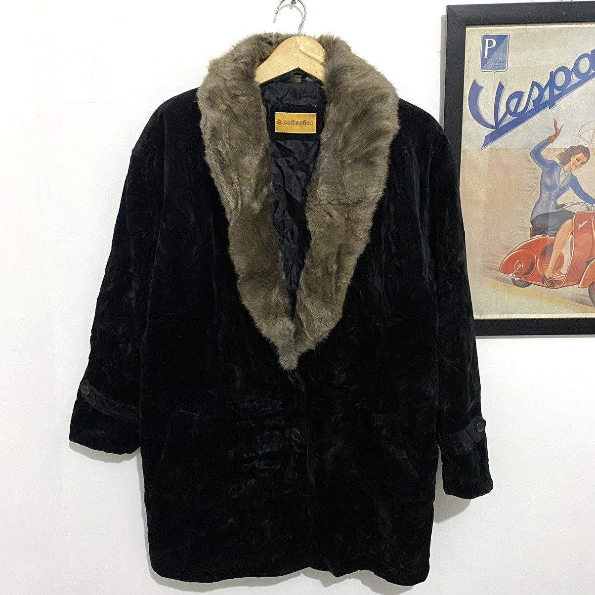 14th Addiction × Japanese Brand × KMRii 🔥Vintage Faux Fur Jacket Trench Coat Black Street City Wear Size US L / EU 52-54 / 3 - 1 Thumbnail