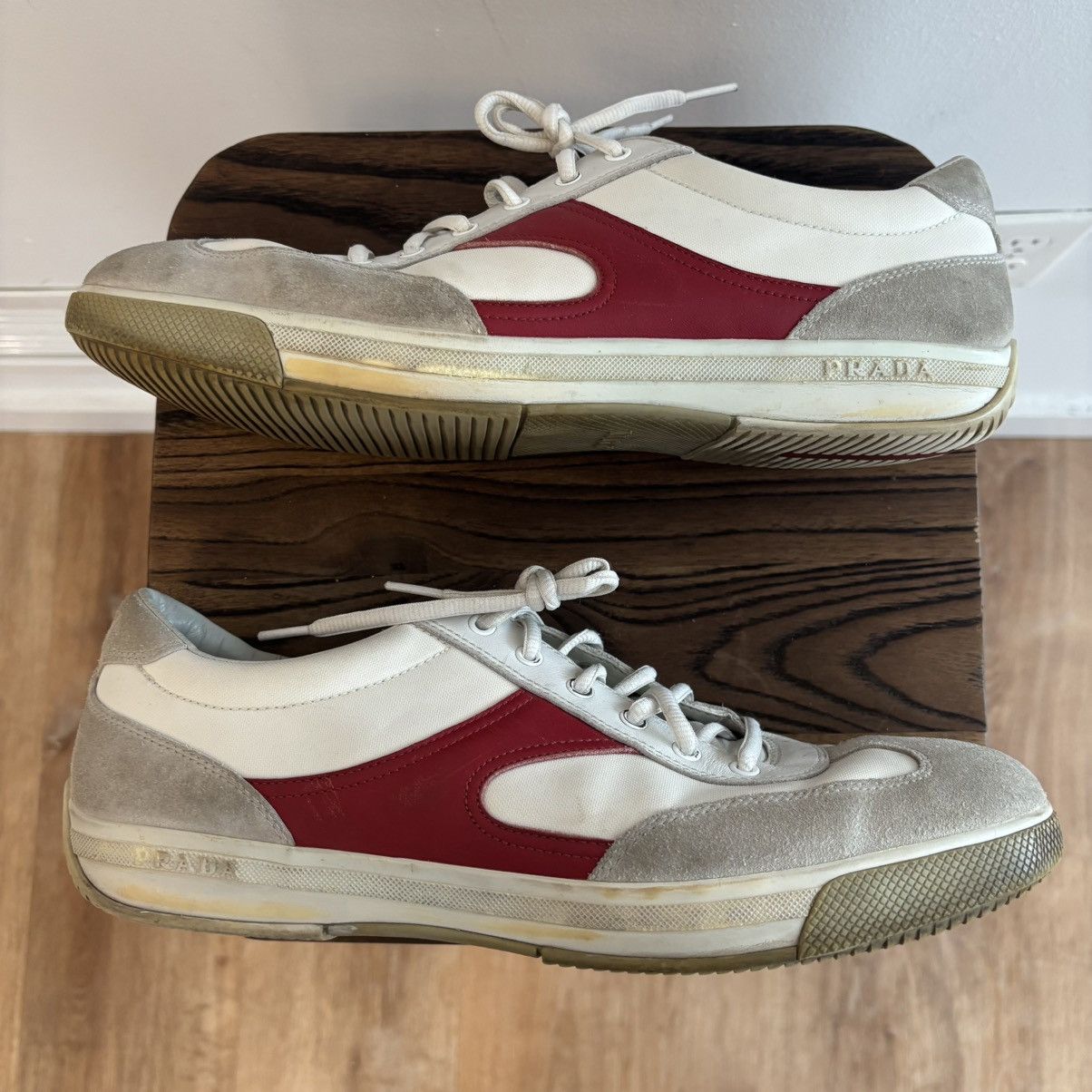 Prada Prada Vintage Red White Sneakers Size 10.5 Size US 10.5 / EU 43-44 - 2 Thumbnail