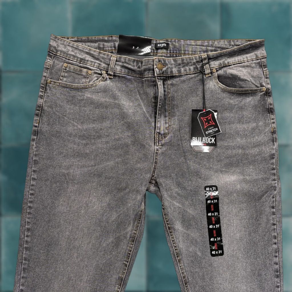 Denime Blu Rock Jeans Mens 40x31 Gray Medium Wash Slim Tapered Stretch Denim NWT Size US 40 / EU 56 - 1 Thumbnail