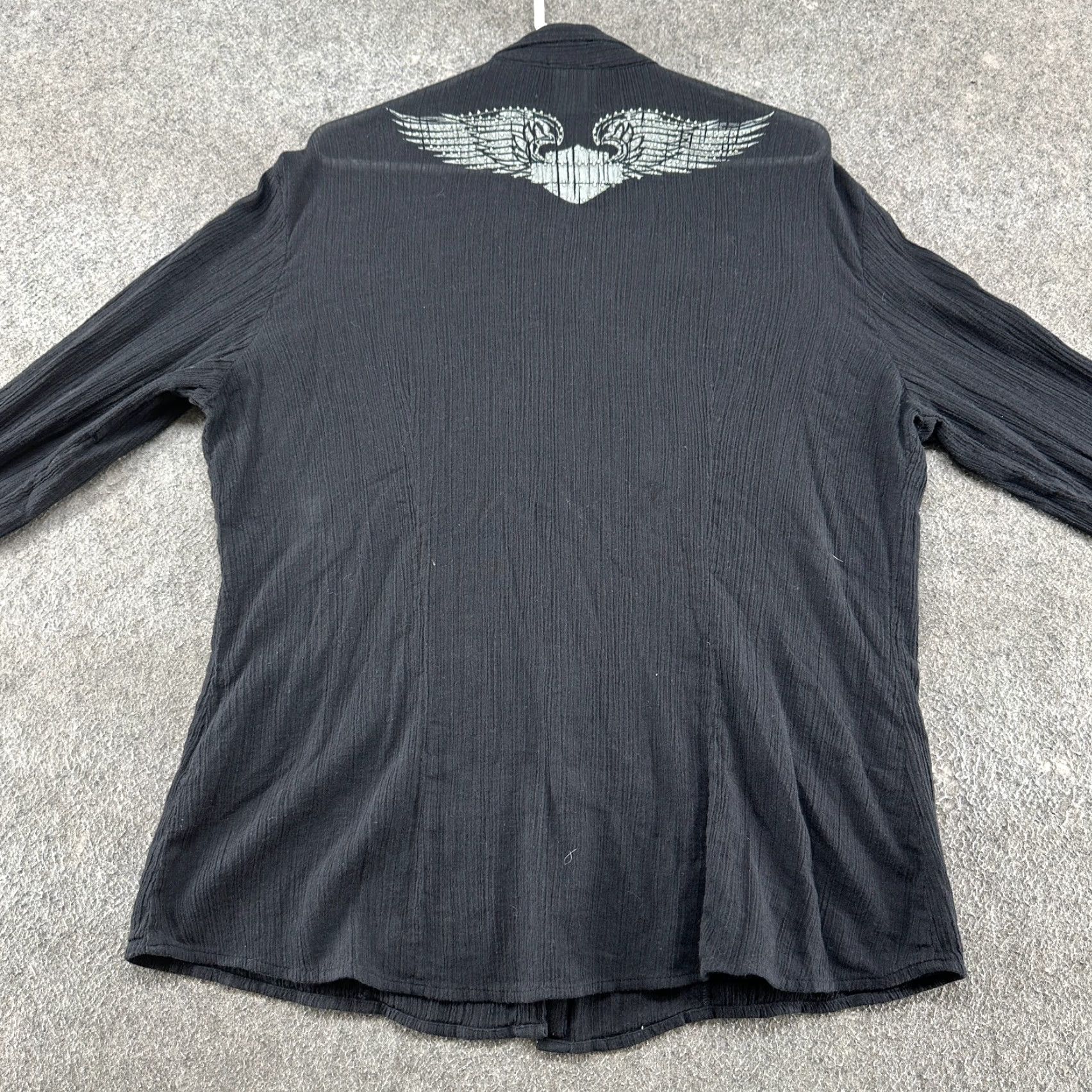 Harley Davidson VINTAGE Harley-Davidson Shirt Womens XL Black Button-Up Cotton Bling Wings Y2K Size XL / US 12-14 / IT 48-50 - 2 Thumbnail
