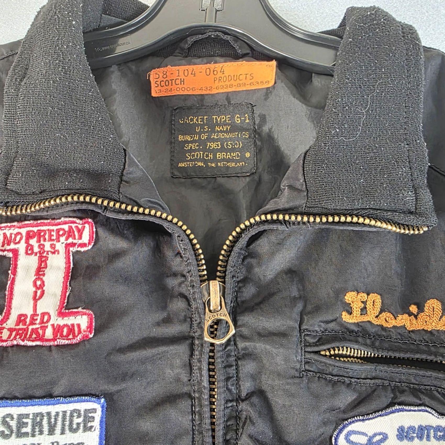 J Brand VINTAGE Scotch Bomber Jacket Navy Black G-1 Patch Nylon Mens M Size US M / EU 48-50 / 2 - 2 Thumbnail