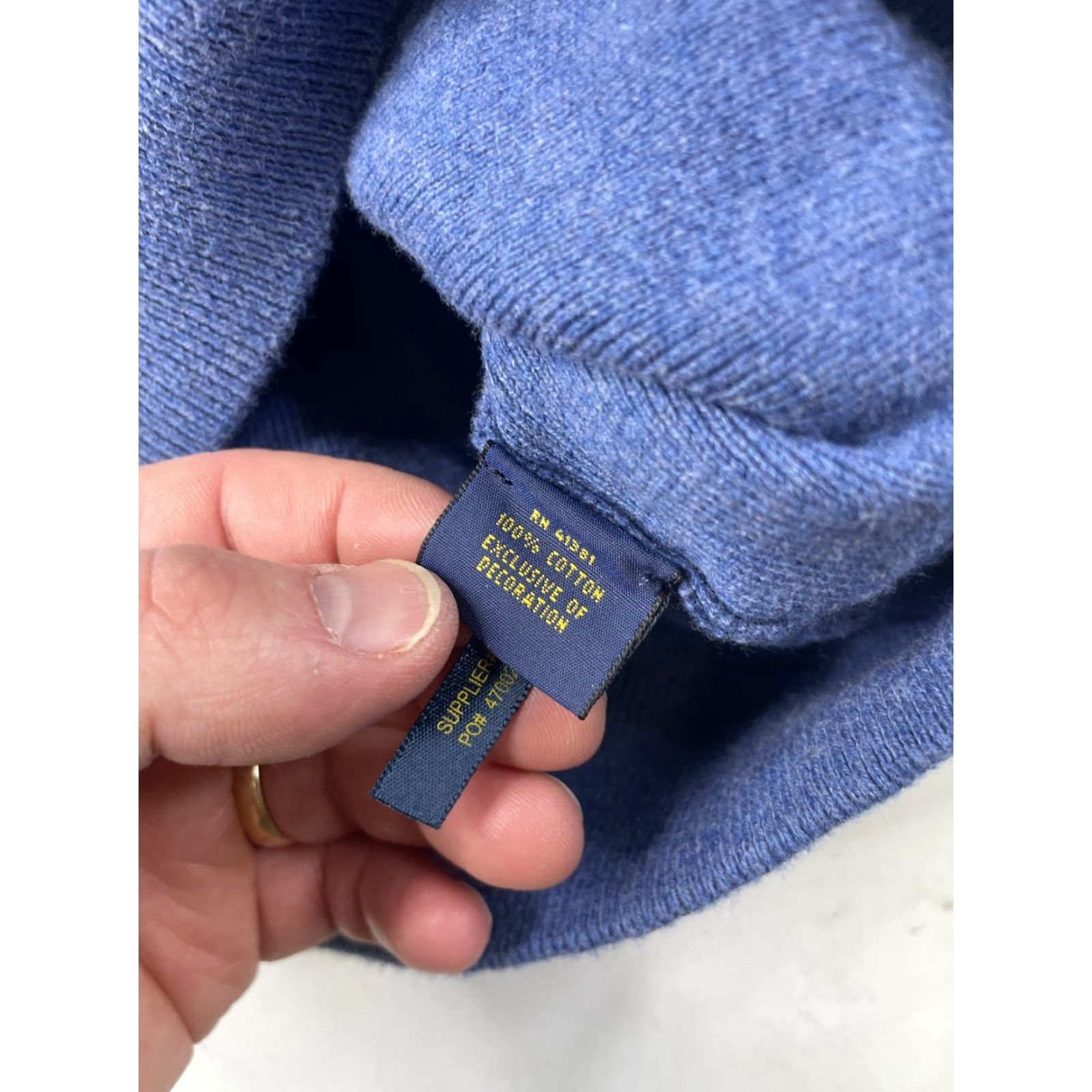 Ralph Lauren Polo Ralph Lauren Cotton Crewneck Pullover Sweater Blue Mens Large Crewneck Knit 100% Cotton Logo Ribbed Hem Cuffs Classic Size US L / EU 52-54 / 3 - 6 Thumbnail