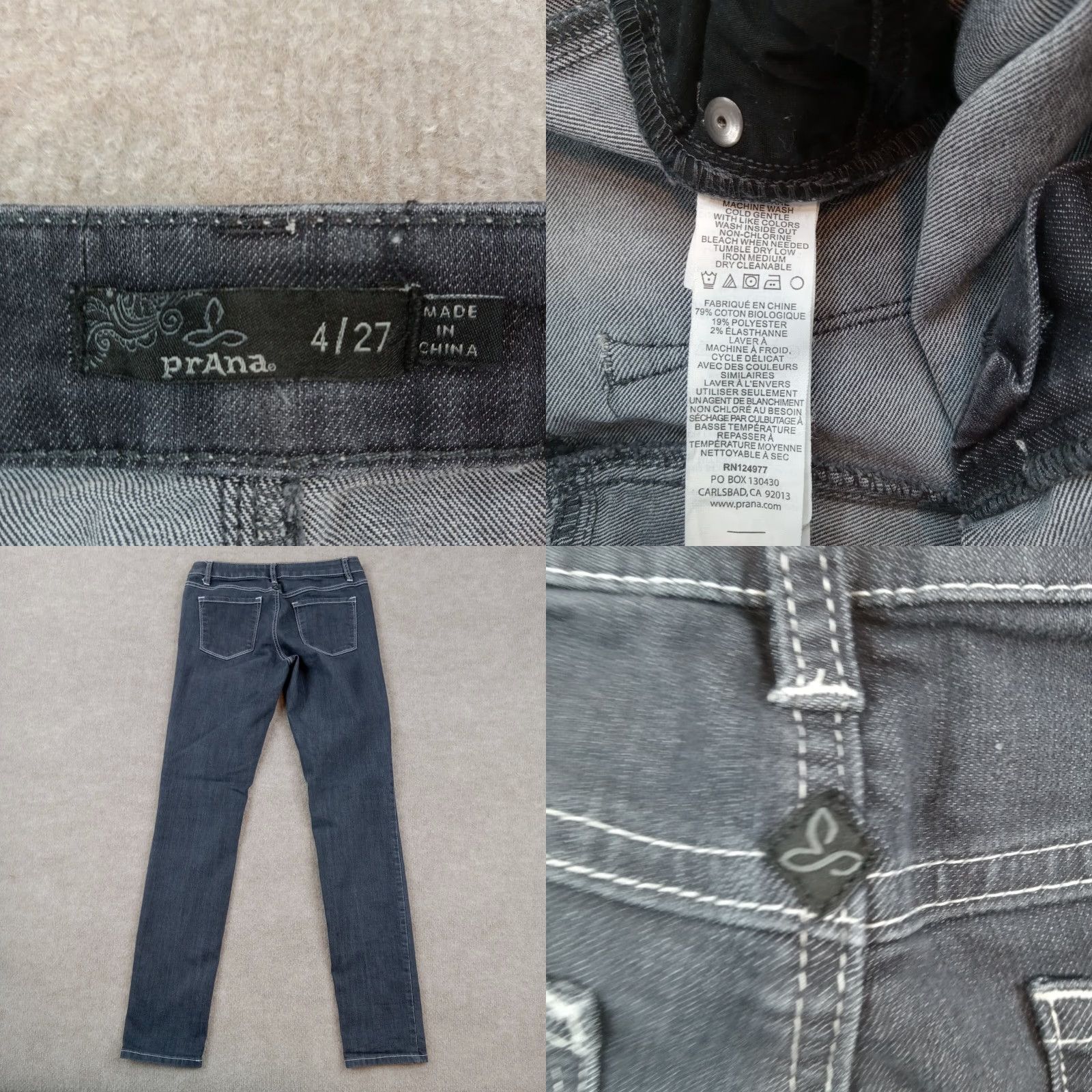 Prana prAna Womens Black Skinny Stretch Low Rise Comfort Jeans Size 27" / US 4 / IT 40 - 8 Thumbnail