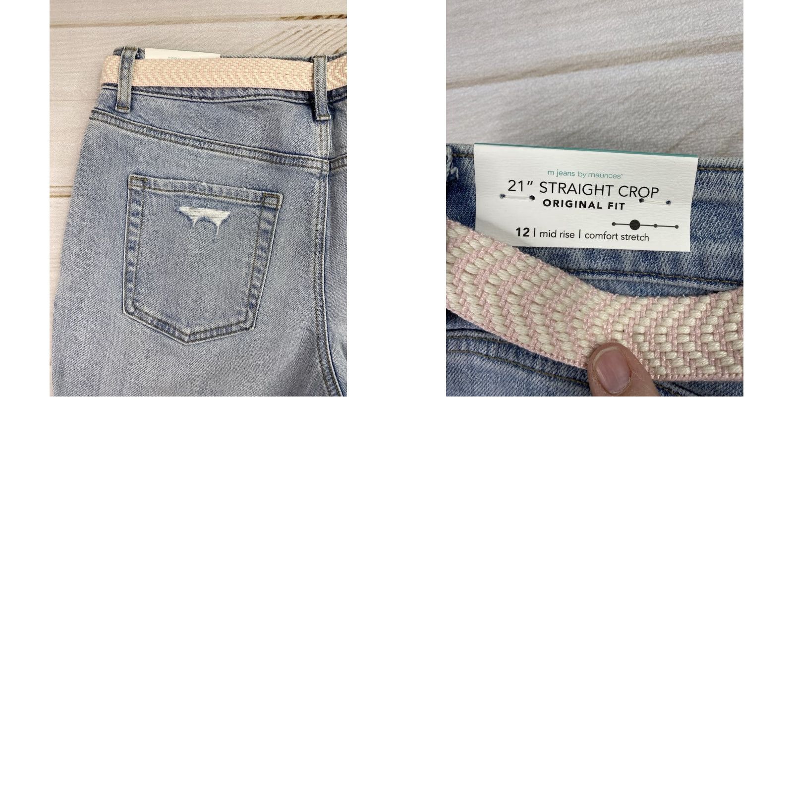 Vintage Maurices Jeans NWT 12 Straight Crop Original Fit Mid Rise Stretch Blue Denim Women 5-Pocket Cropped Size 34" / US 12 / IT 48 - 9 Thumbnail