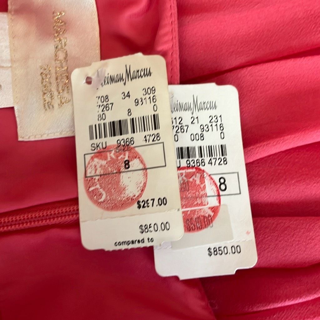 Other Marchesa Notte Womens 8 100% Silk Cocktail Dress Pink Pleate Size M / US 6-8 / IT 42-44 - 12 Thumbnail