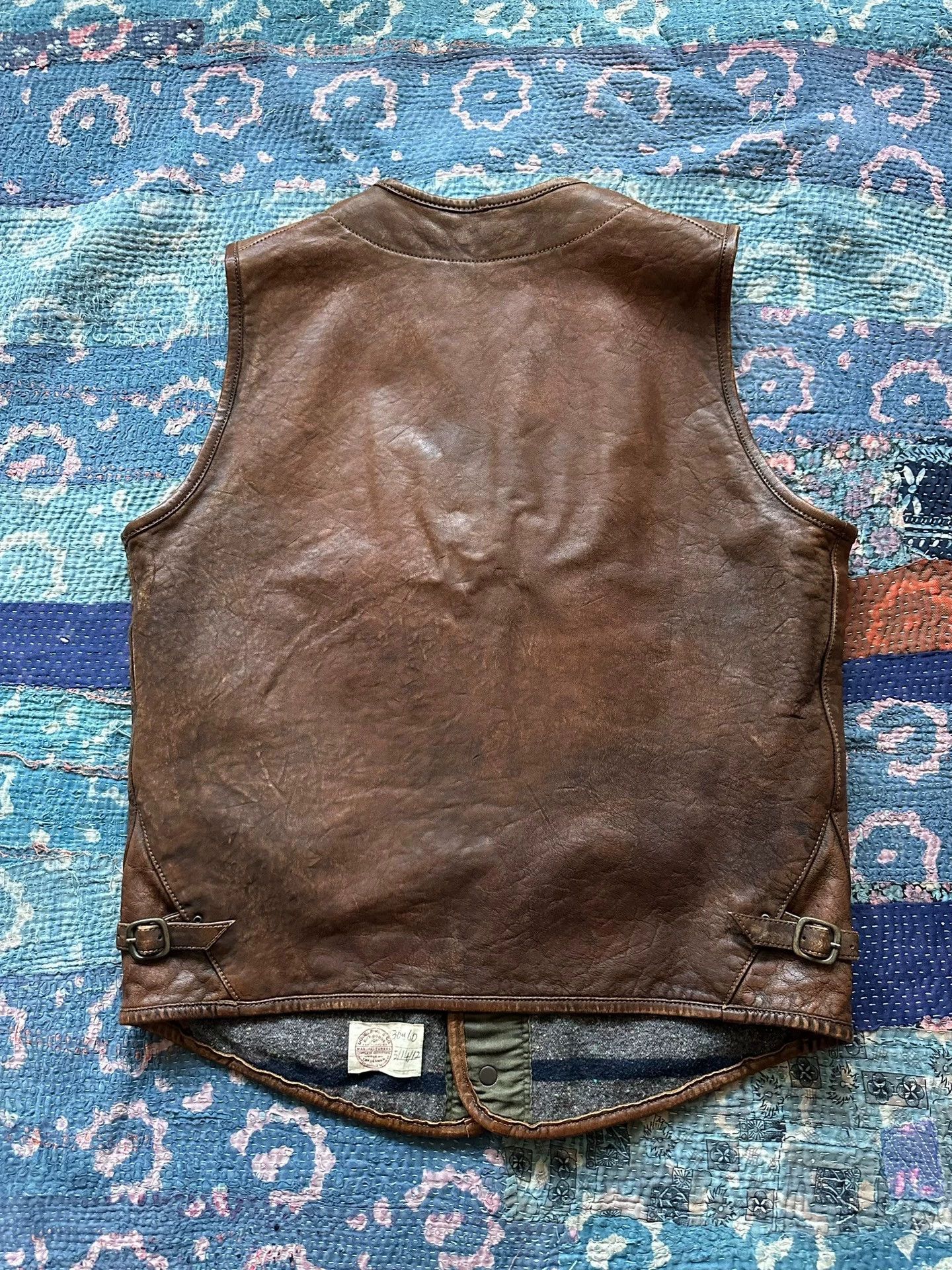 RRL Ralph Lauren RRL LTD Distressed Leather Vest S Blanket Lining Size US S / EU 44-46 / 1 - 2 Thumbnail