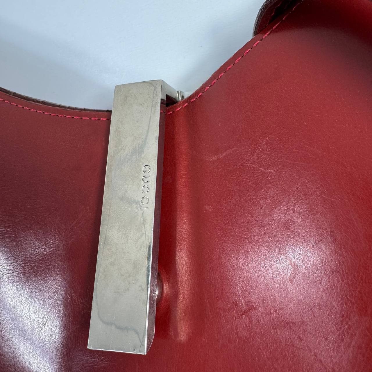 Gucci Gucci Red Leather Shoulder Bag Vintage Size ONE SIZE - 11 Thumbnail