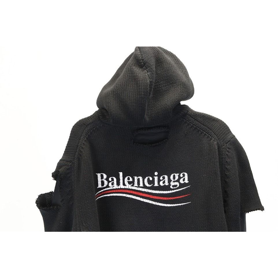 Balenciaga o1rshd1 Political Campaign Distressed Logo Cotton Hoodie Size US XS / EU 42 / 0 - 5 Thumbnail