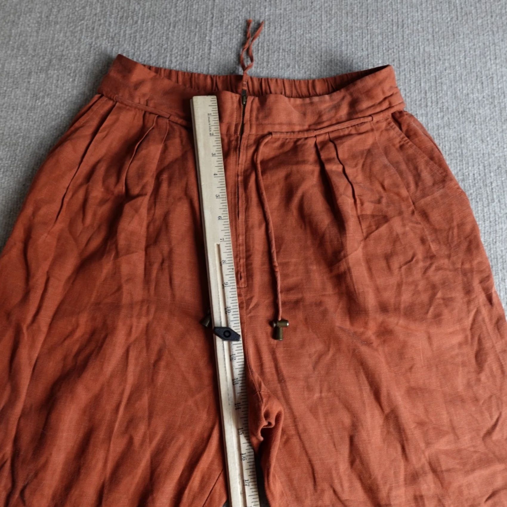 Apiece Apart Apiece Apart Womens Pants 8 Orange Linen Blend Pleated Wide-Leg Cuffed Size 30" / US 8 / IT 44 - 7 Thumbnail