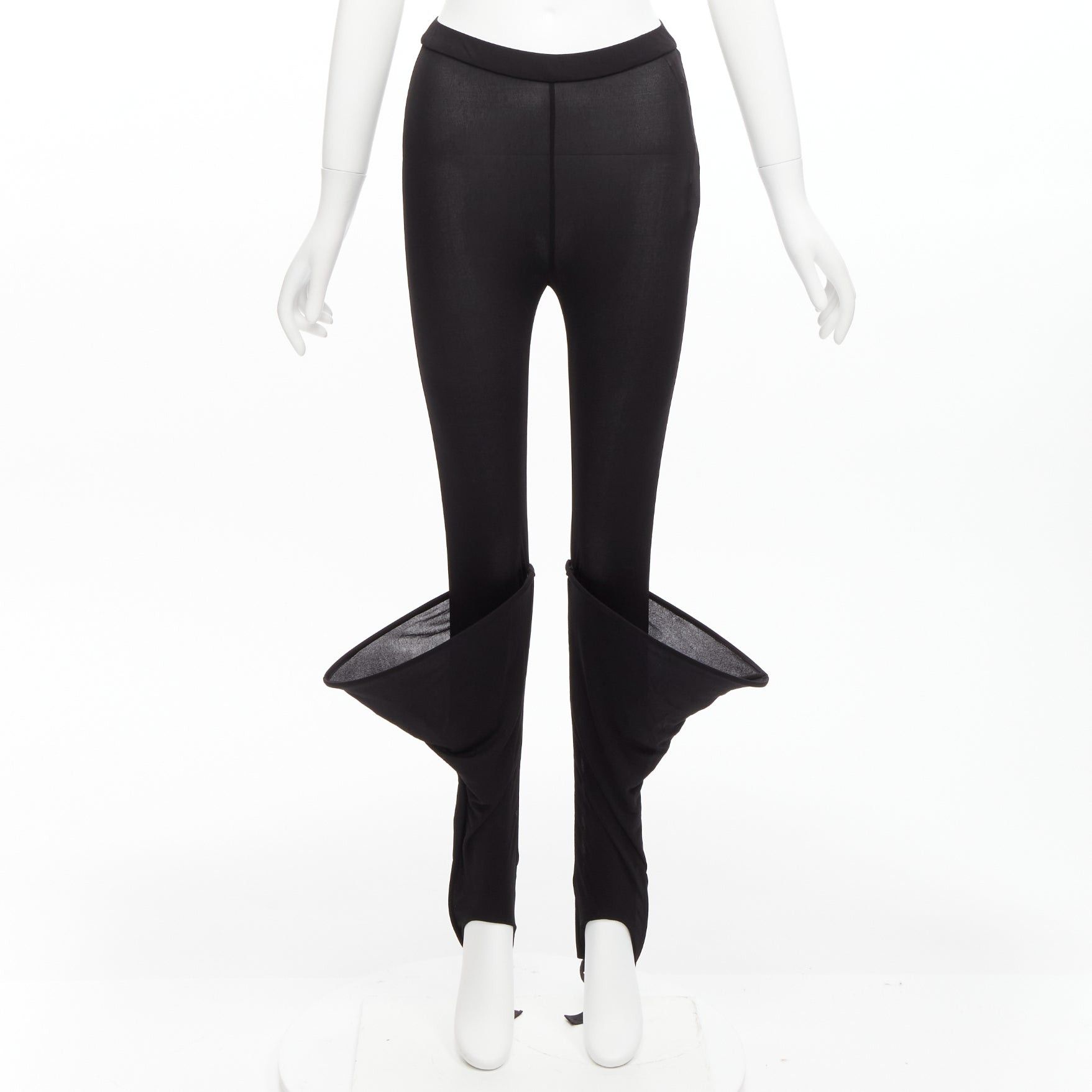 Loewe new LOEWE Runway Hoop black 3D cuff semi sheer stirred up legging pants FR36 S Size 27" / US 4 / IT 40 - 1 Thumbnail