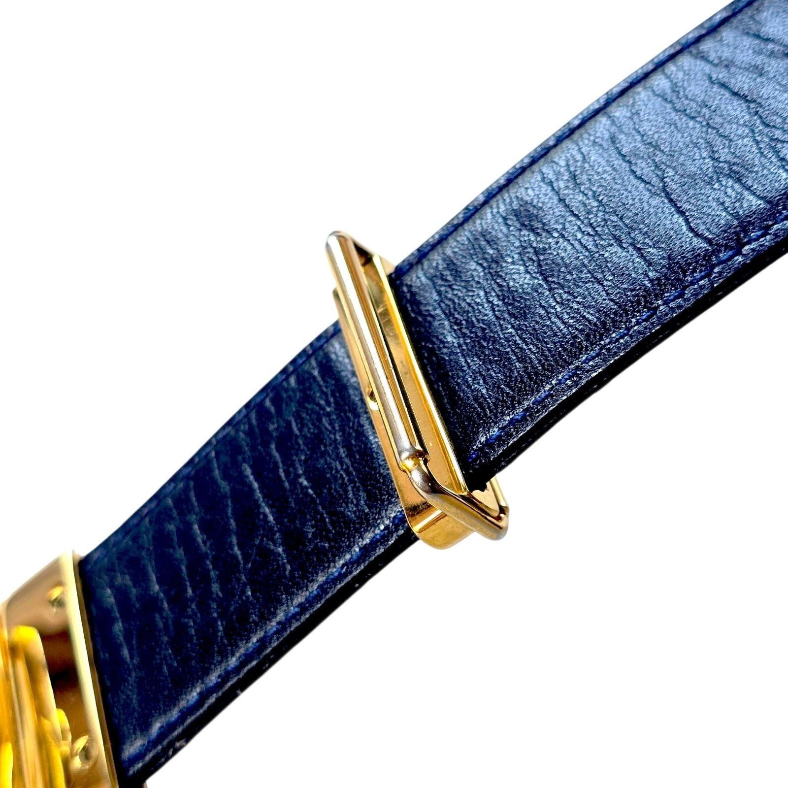 Gucci Gucci Vintage Reversible Leather Belt With Gold Tone Buckle Size 26 - 10 Thumbnail