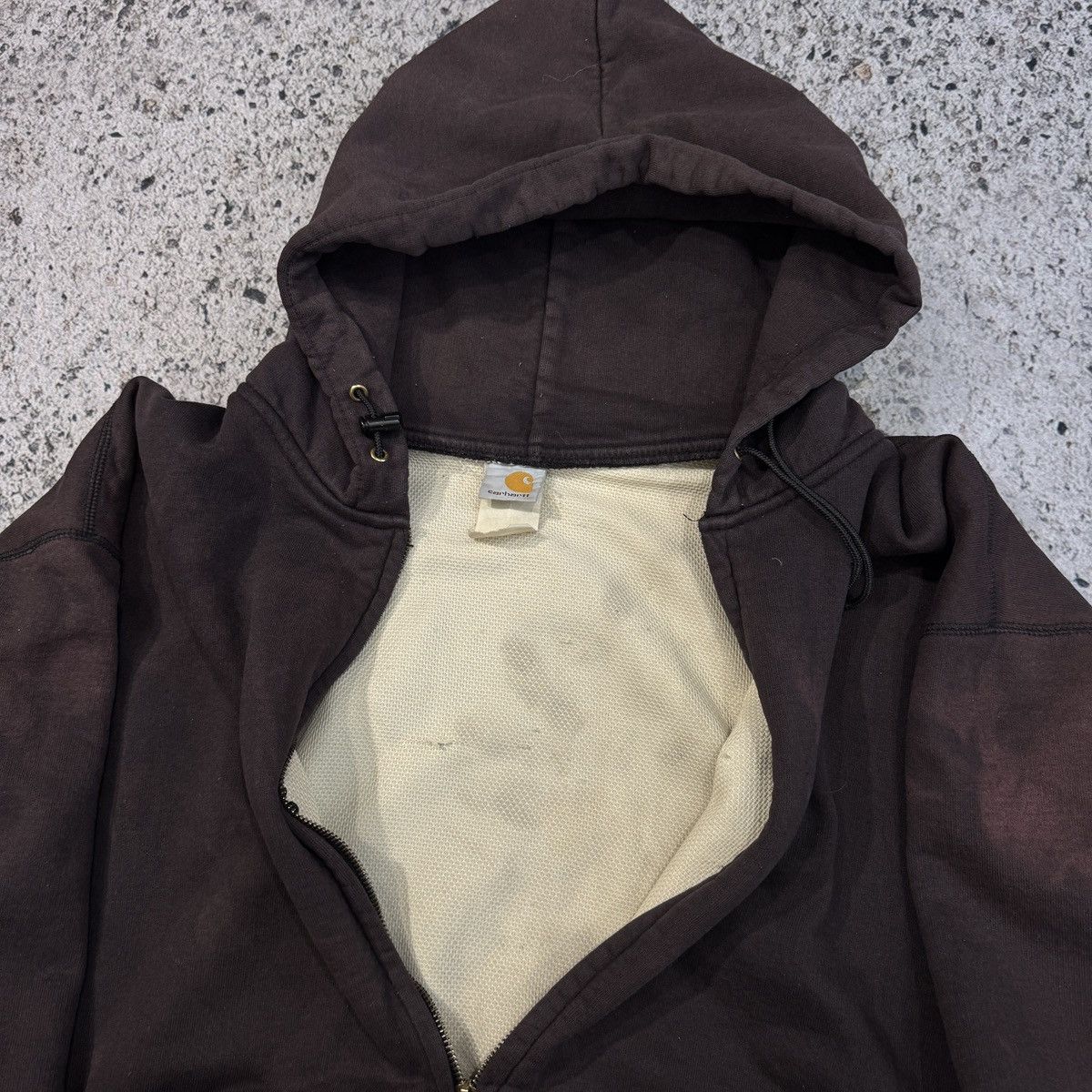 Vintage Carhartt Thrashed Faded Thermal Lined Zip Hoodie ERD GRUNGE Size US XXL / EU 58 / 5 - 12 Thumbnail
