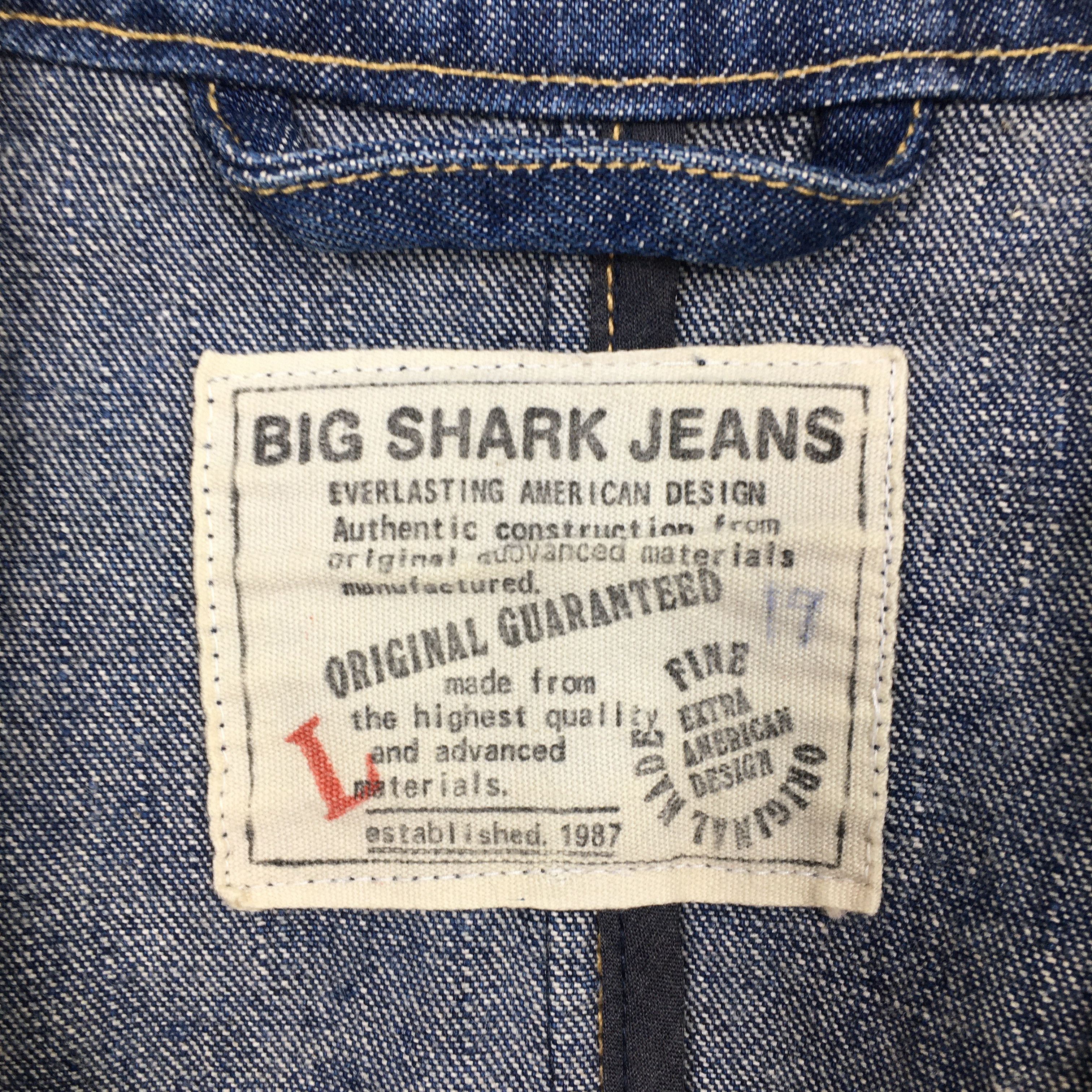 Vintage Vintage 90's Big Shark Denim Workers Blue Jeans Jacket Large Size US L / EU 52-54 / 3 - 3 Thumbnail