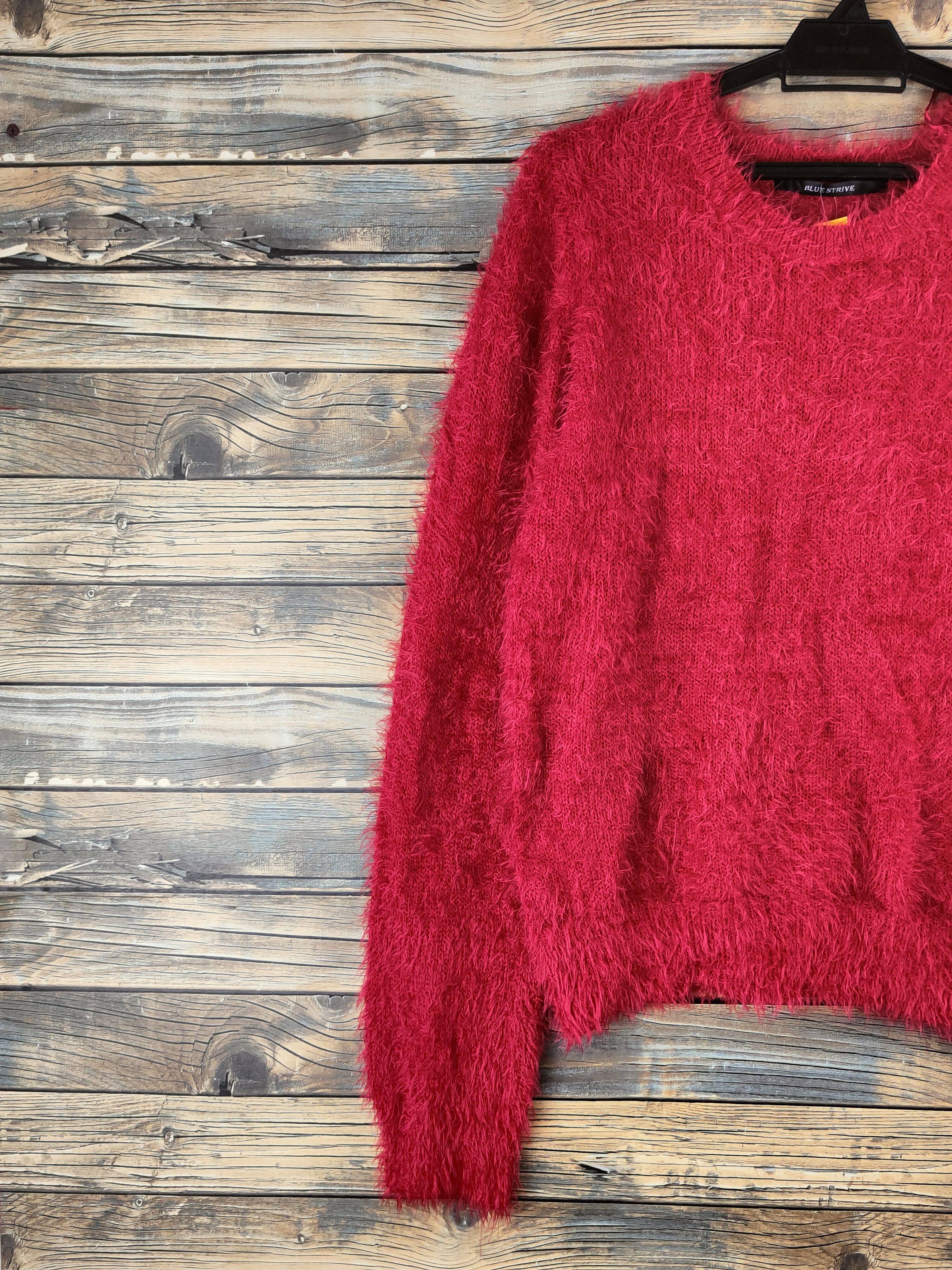 Japanese Brand DL Blue Strive Red Fur Mohair Knitwear #46-439 Size L / US 10 / IT 46 - 3 Thumbnail