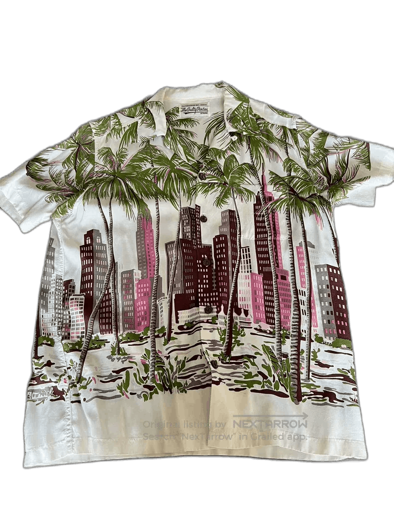 Vintage WACKO MARIA City Print Silk Hawaiian Shirt Size US M / EU 48-50 / 2 - 1 Thumbnail