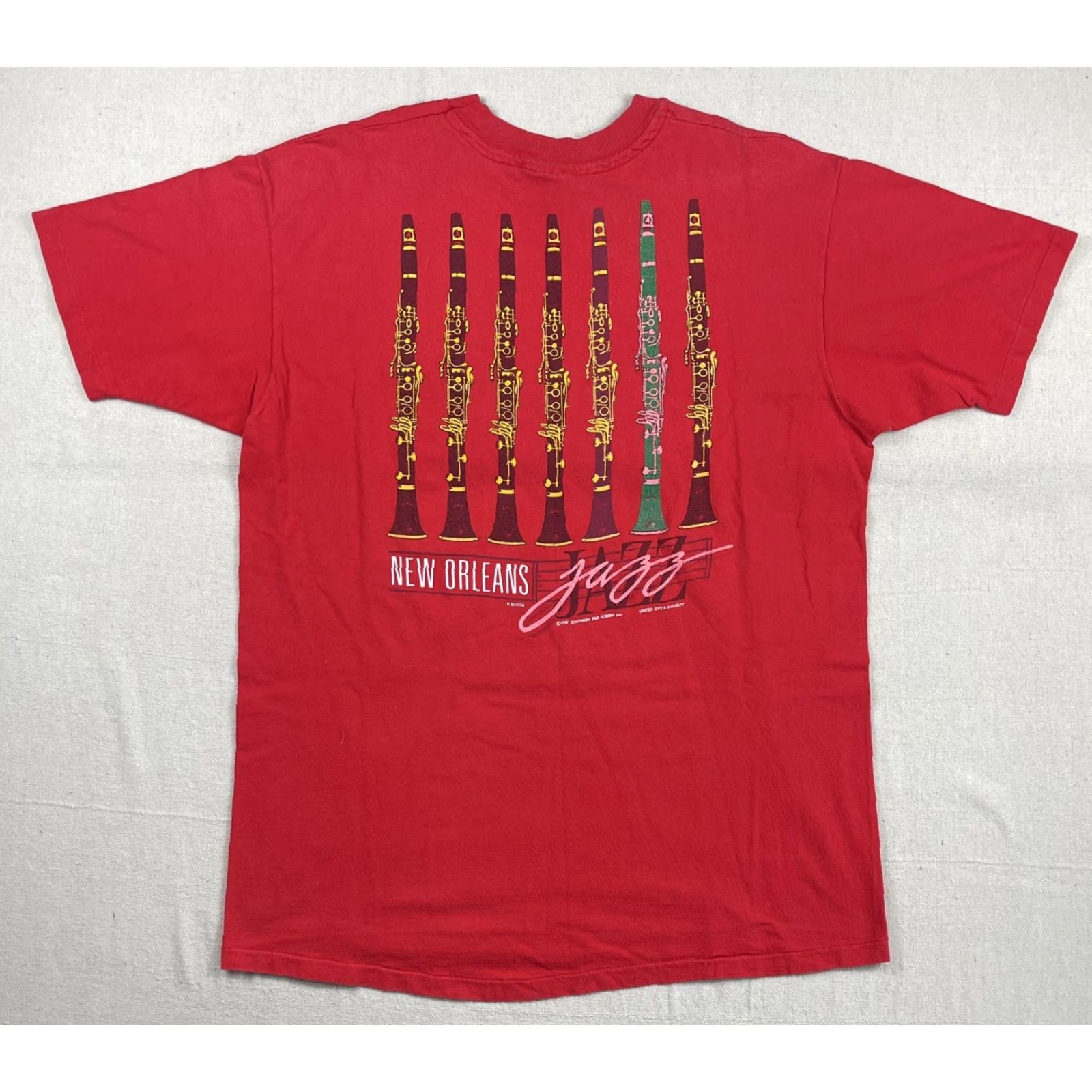 Hanes VINTAGE Hanes T-Shirt Jazz Festival 80s New Orleans Red Crew Neck Short Sleeve Double-Sided L Men Adult Official Logo 1987 USA Mens Size US L / EU 52-54 / 3 - 2 Thumbnail