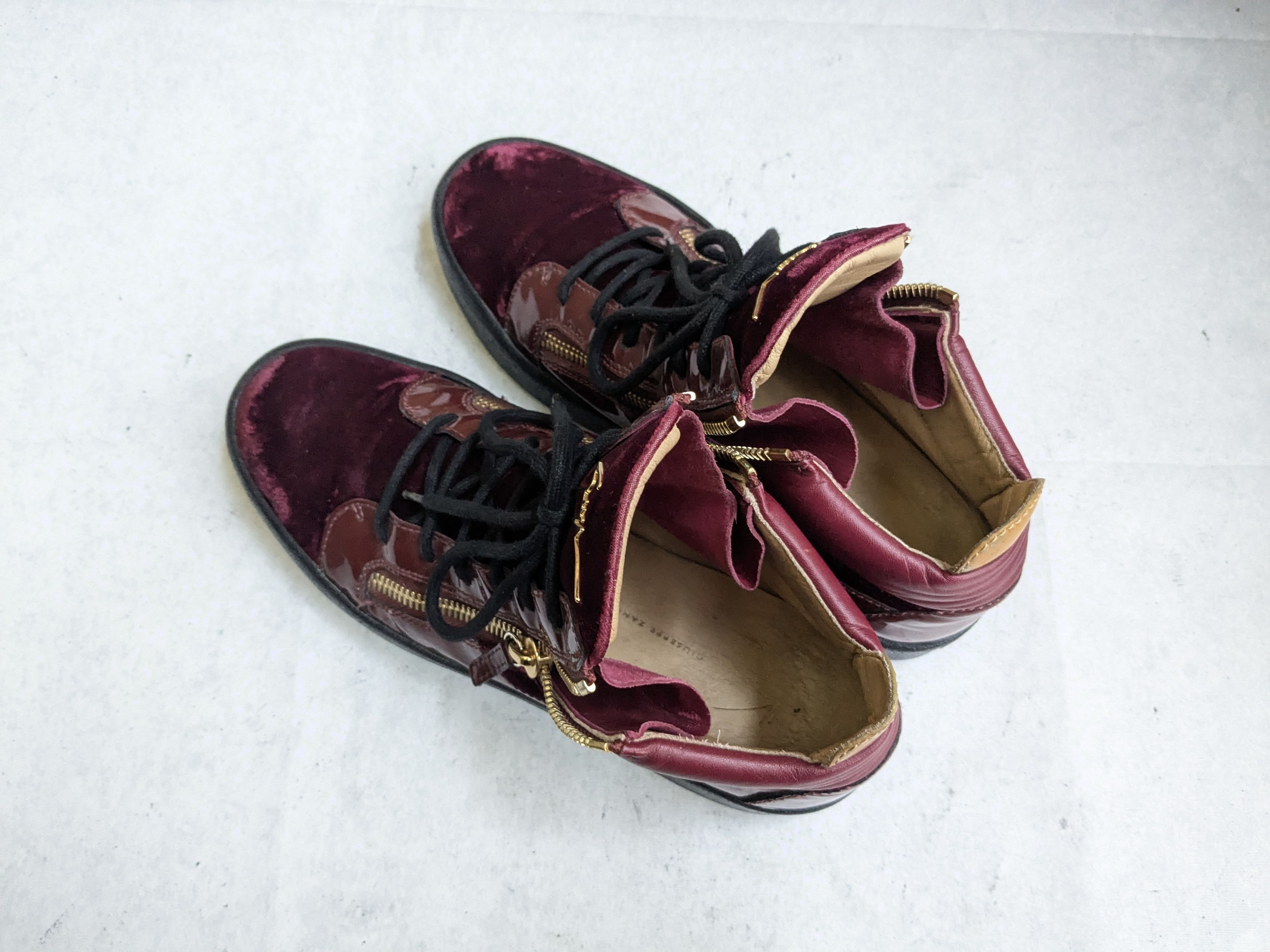 Giuseppe Zanotti Giuseppe Zanotti Sneakers 11 44 Burgundy Velvet High Gold Size US 11 / EU 44 - 10 Thumbnail