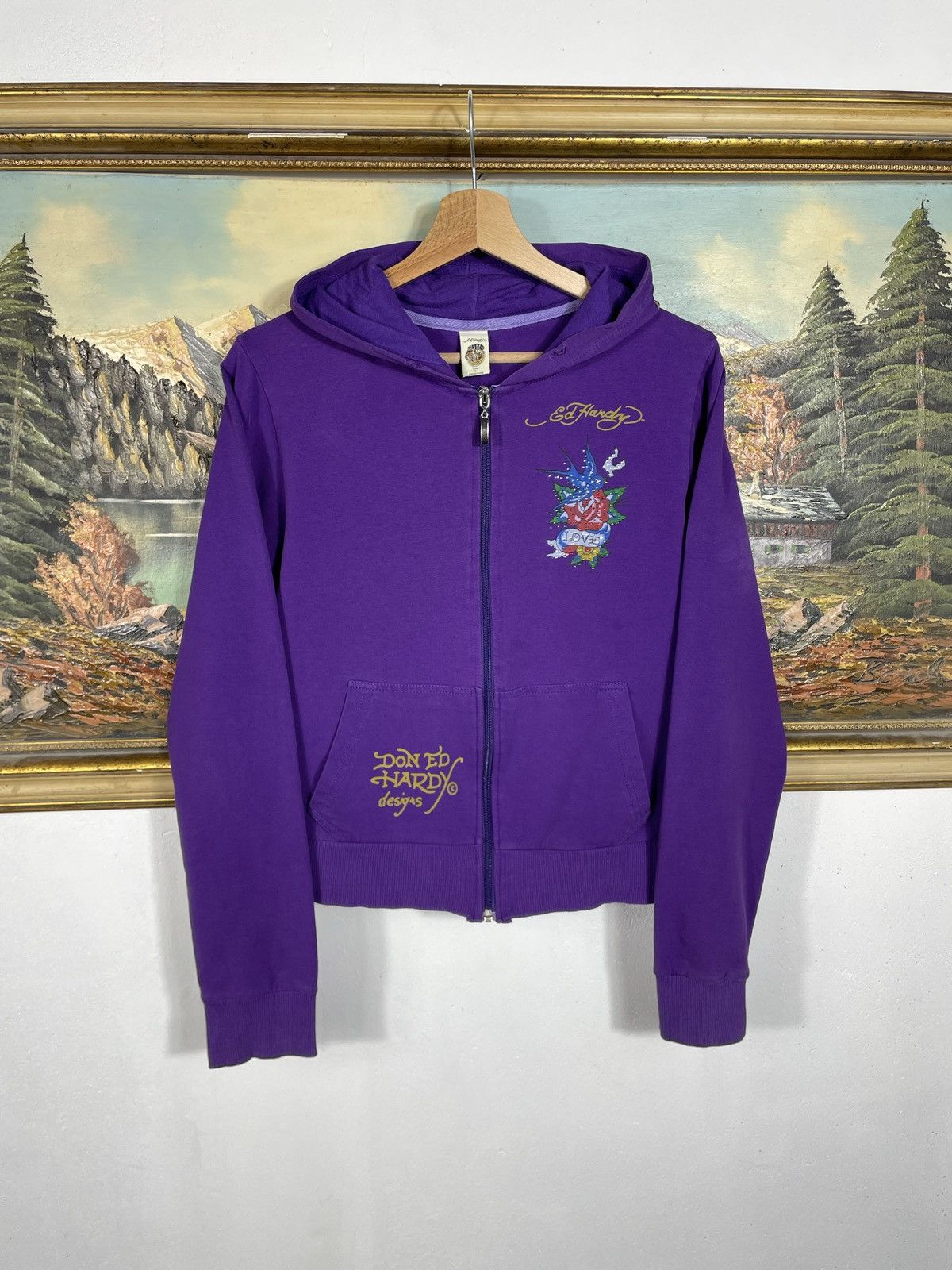 Christian Audigier × Ed Hardy × Vintage Ed Hardy Vintage Y2K Zip Hoodie Sweatshirt Avant Garde Cyber Size L / US 10 / IT 46 - 2 Thumbnail