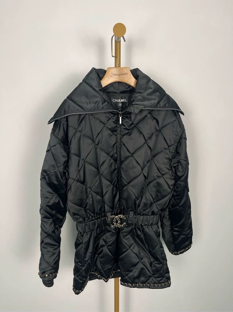 Chanel Chanel Black Logo Collar Jacket W/ Bag Size US S / EU 44-46 / 1 - 1 Thumbnail