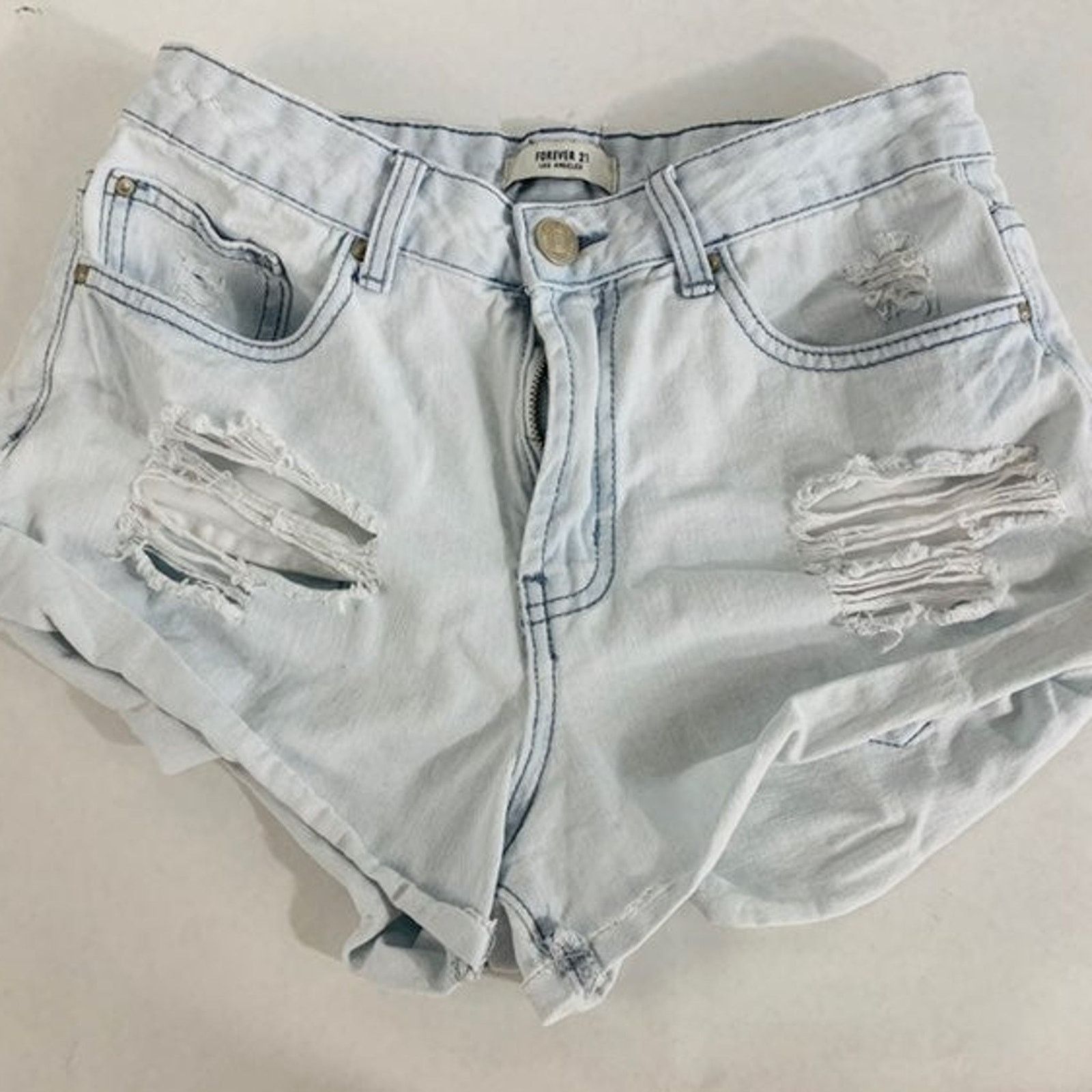 Forever 21 Forever 21 Los Angeles Women's Sz 27 Denim Shorts Distressed Size 27" / US 4 / IT 40 - 1 Thumbnail