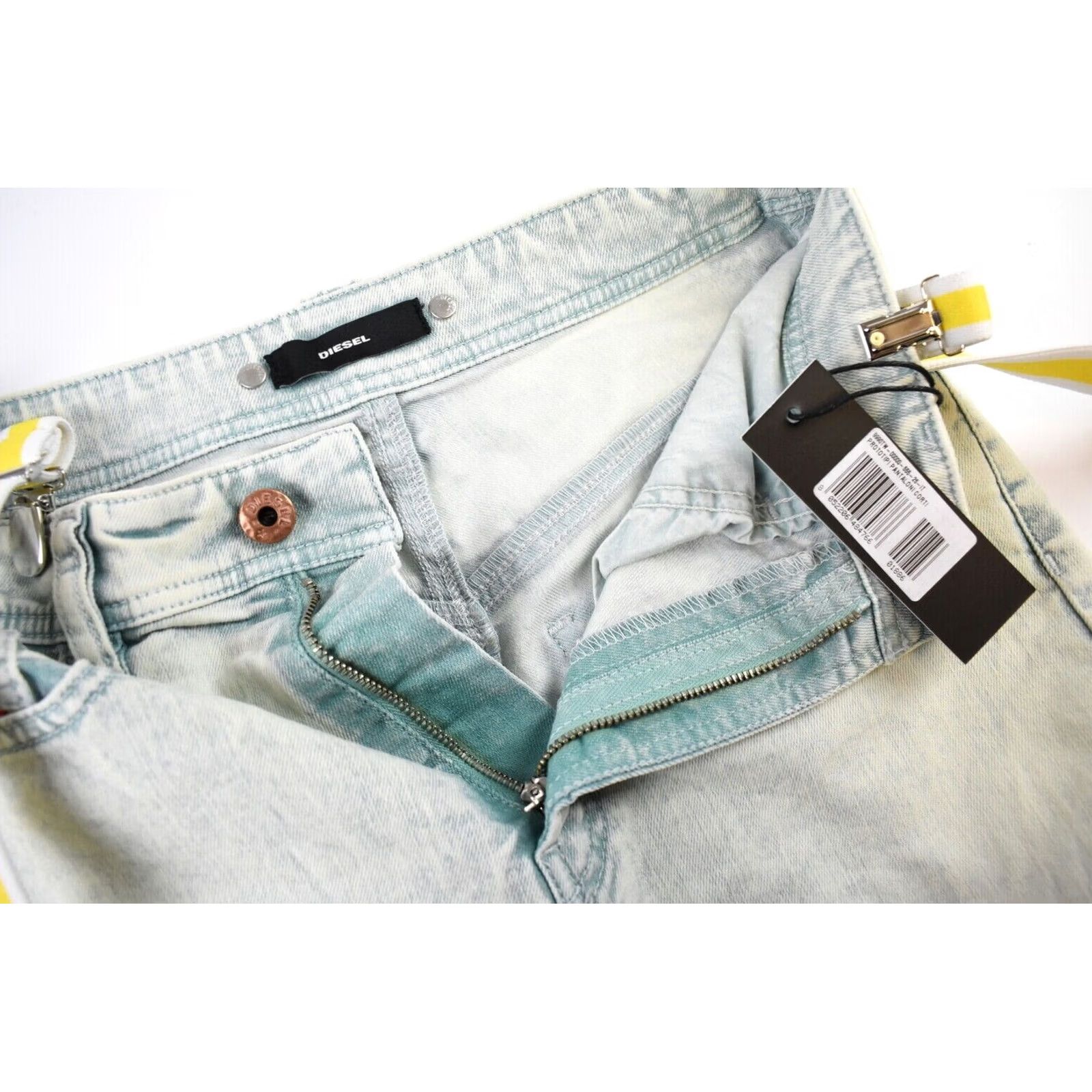 Diesel Diesel DE-BER Shorts Women's W26 Yellow Suspenders Short Denim Size 26" / US 2 / IT 38 - 4 Thumbnail