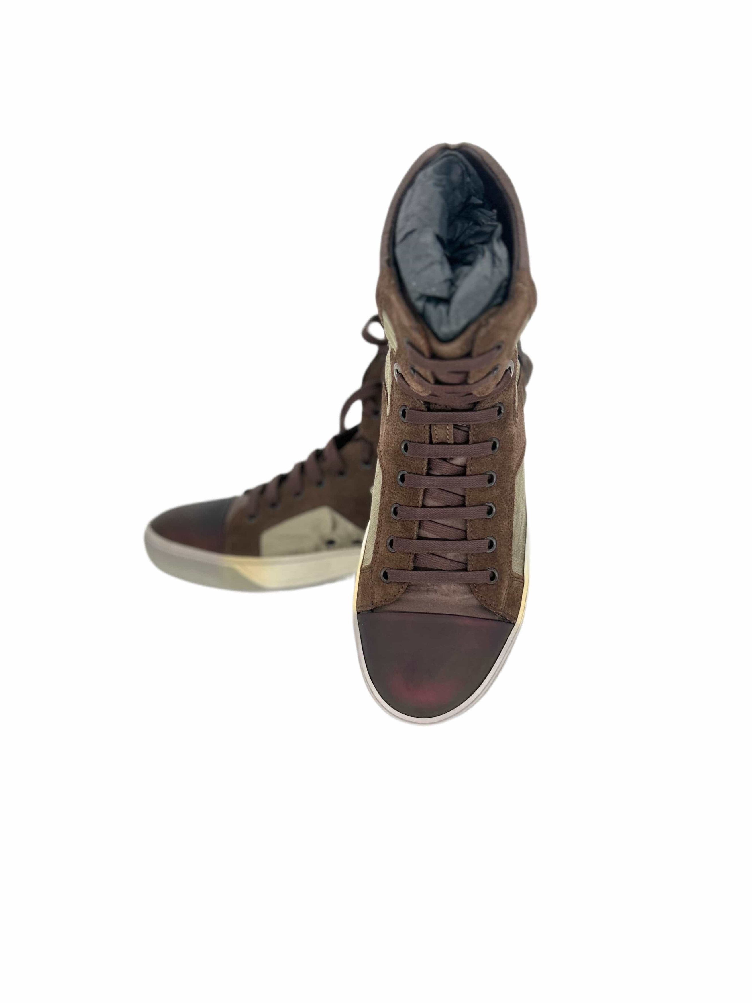 Lanvin Lanvin Brown Mix Fabric Hi Top Sneaker Size US 6 / EU 39 - 4 Thumbnail