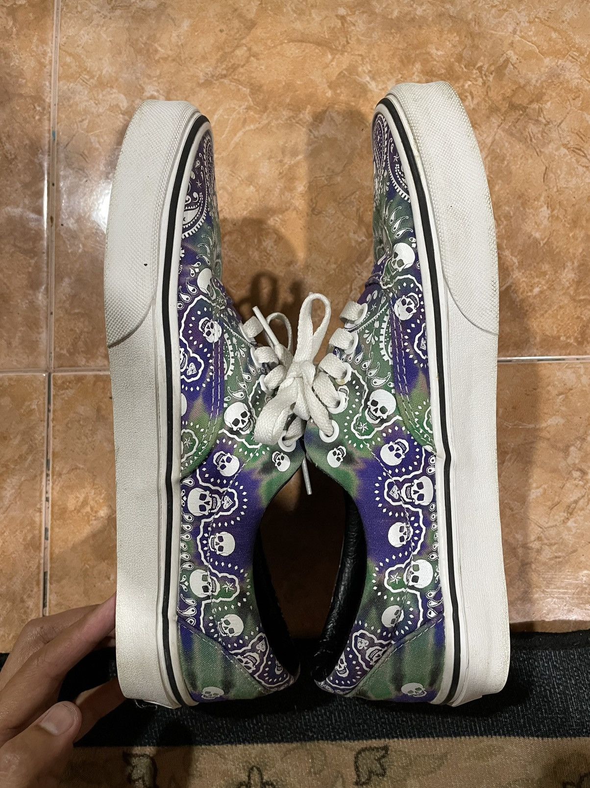 Flip Skateboards × Vans Vans Era Bandana Skull Print Green Purple - Rare Size US 7 / EU 40 - 3 Thumbnail