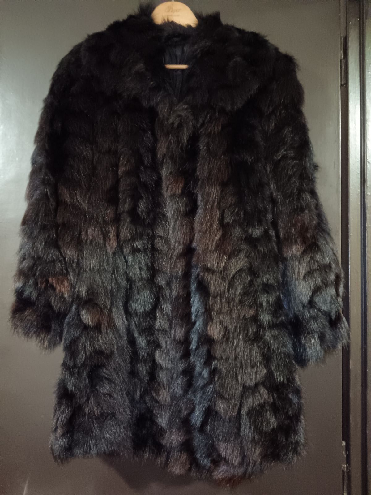 Other Vintage Real Fox Fur Coat Black Brown Luxury Size L / US 10 / IT 46 - 1 Thumbnail