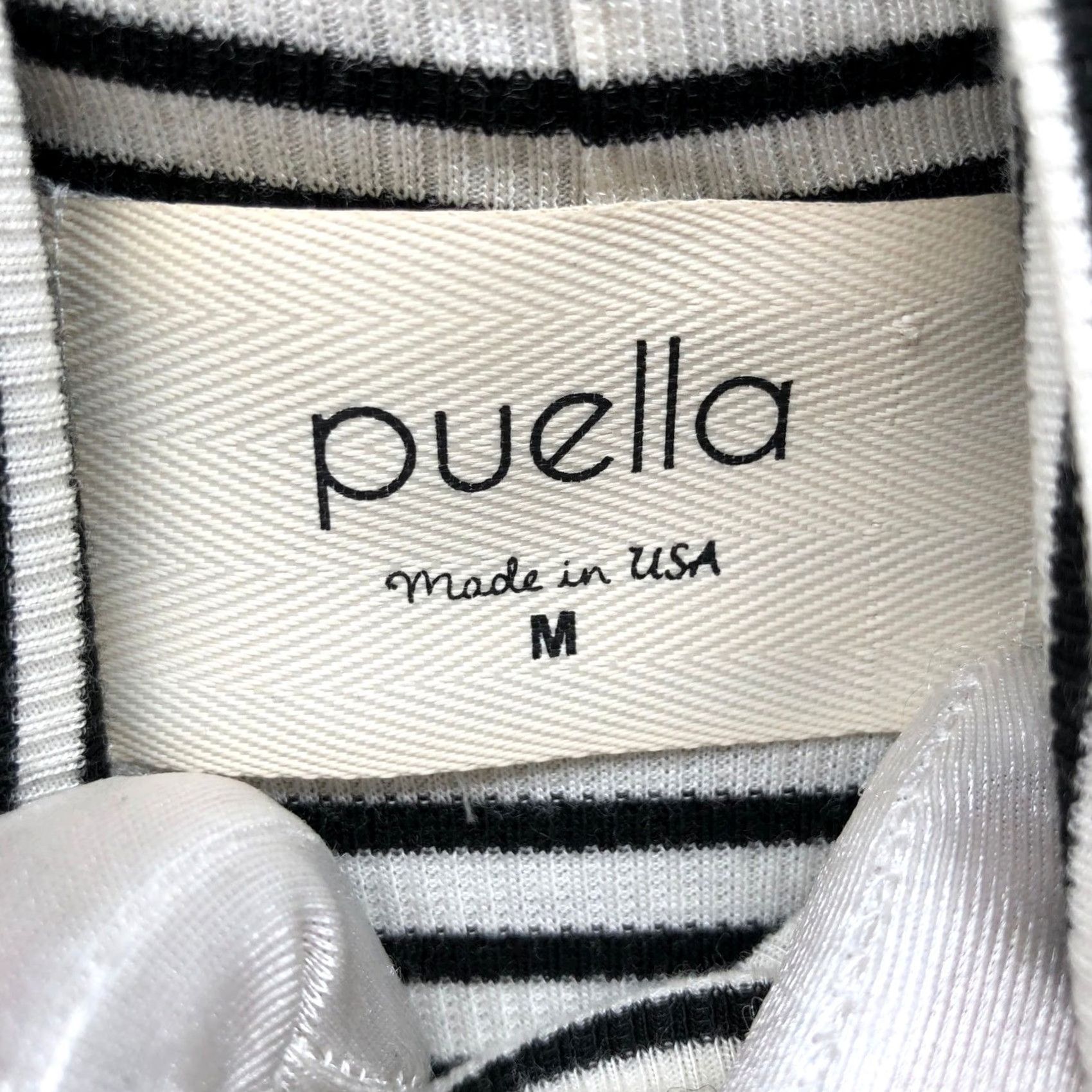 Vintage Puella Sleeveless Turtleneck Mini Dress Womens M Striped Black White Jersey Rib Size M / US 6-8 / IT 42-44 - 5 Thumbnail
