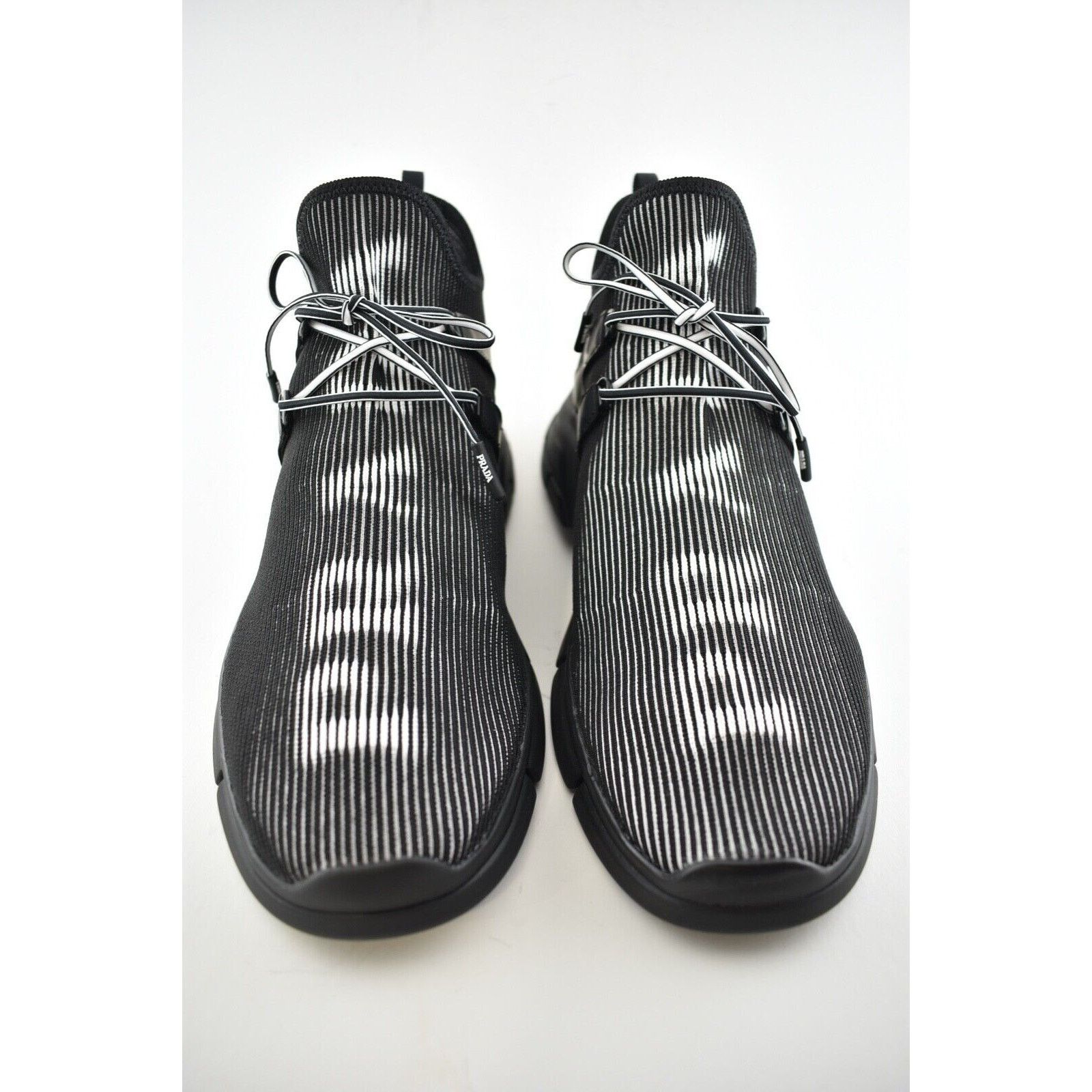 Prada Prada Logo Knit Row Sock Black White Low Flat Trainer Size US 11 / EU 44 - 6 Thumbnail