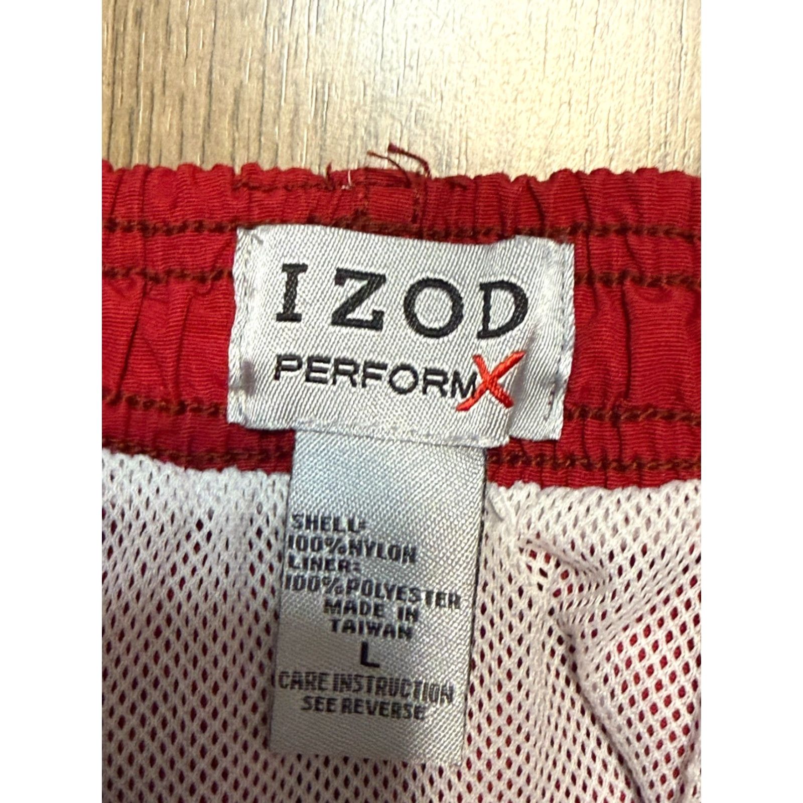 Izod IZOD PerformX Shorts Men’s Large Red Swim Trunks Tie Waist Trunks Beach Vintage No Size US 33 - 5 Thumbnail