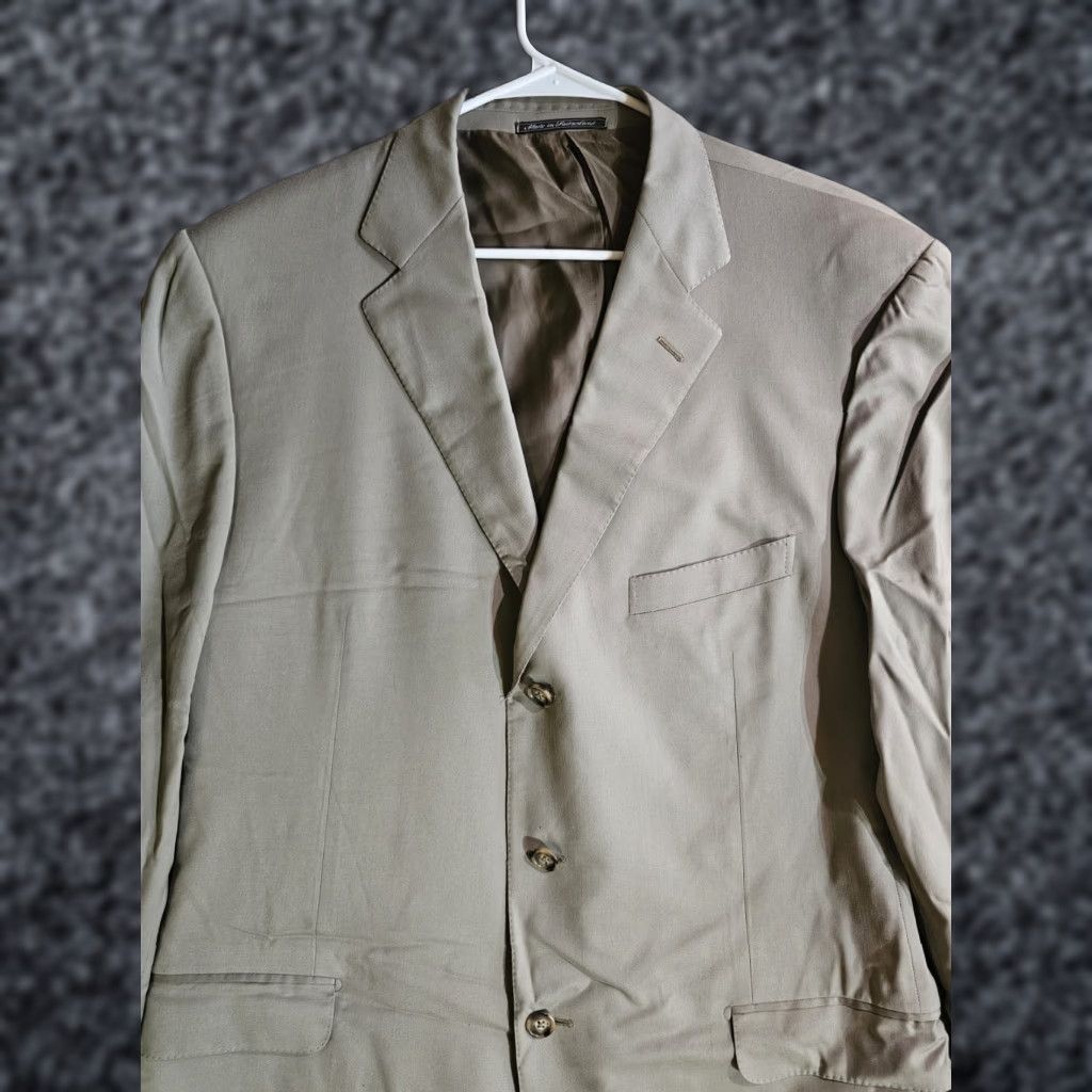 Ermenegildo Zegna Ermenegildo Zegna Blazer Men 48 Long Beige Wool Solid Signature 100% Light Size 48R - 1 Thumbnail