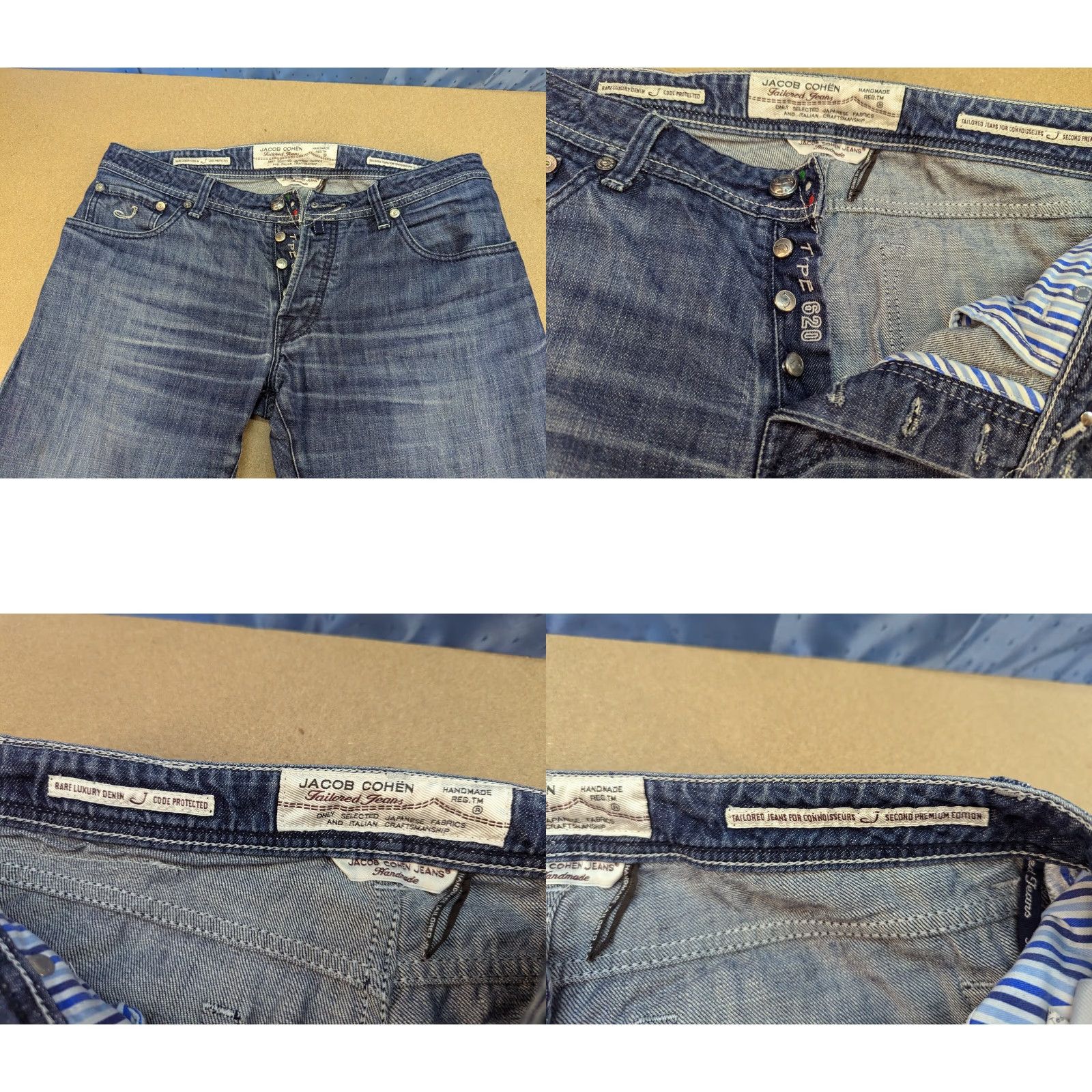Jacob Cohen Jacob Cohen Mens Type 620 Blue Jeans W37 L29 Denim Buttony Fly Dark Wash Jeans Mens Regular Size 37 Blue Size US 37 - 8 Thumbnail