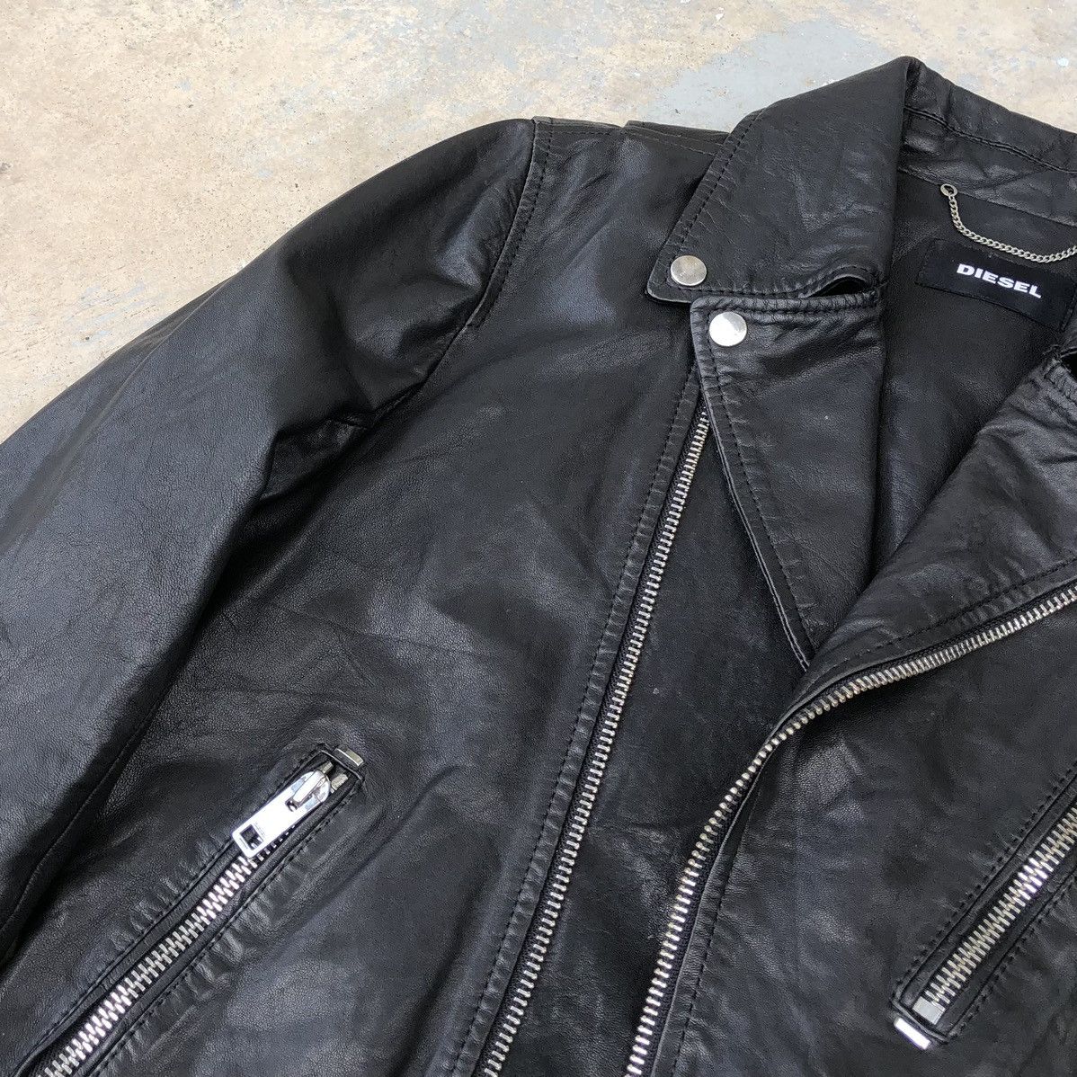 Vintage DIESEL Willcox Double Collar Leather Jacket