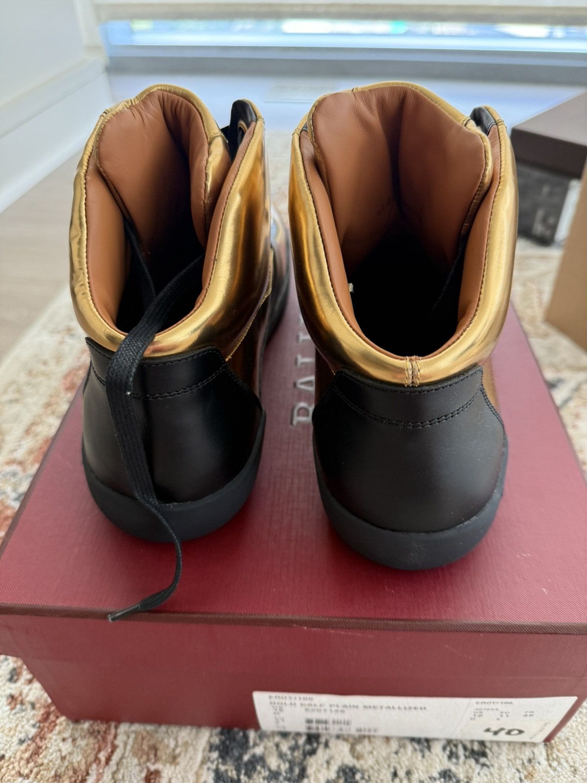 Bally Bally Gold Calf Plain Metallized Hi Tops Size US 12 / EU 45 - 4 Thumbnail