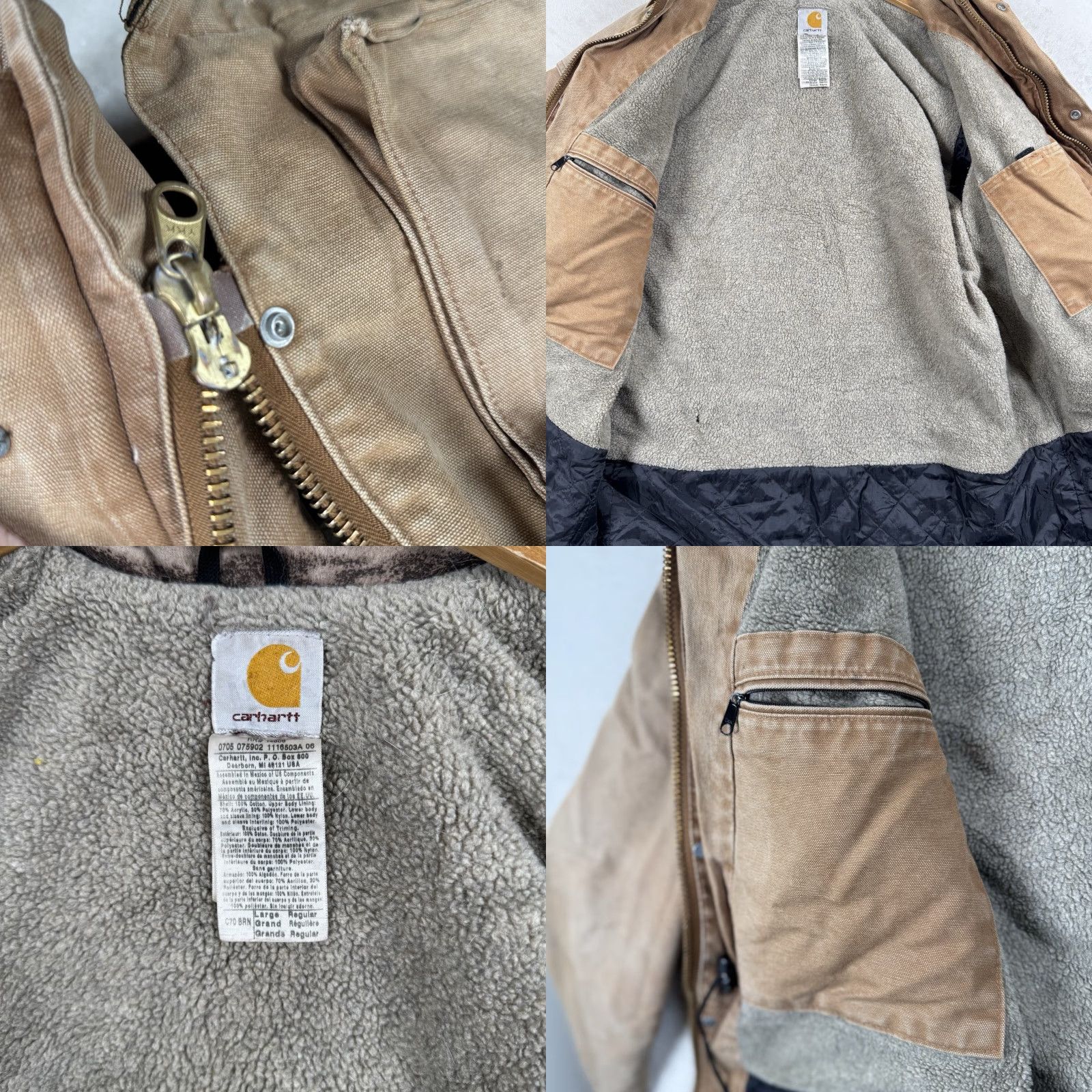 Carhartt VINTAGE Carhartt Ranch Hand Cattle Roper Coat Men's L Workwear Canvas Tan Grunge 90s Distressed Pocket Sherpa Lining Size US L / EU 52-54 / 3 - 10 Thumbnail