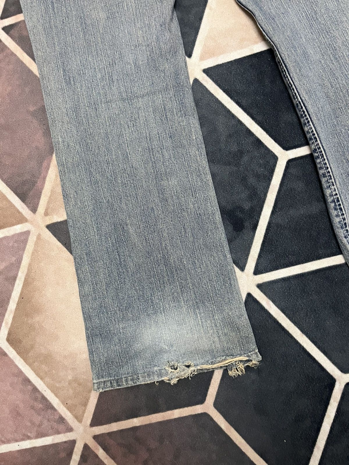 Le Grande Bleu (L.G.B.) 💥Vintage Trashed Wrangler Distressed FLARE Jeans Size US 31 - 10 Thumbnail