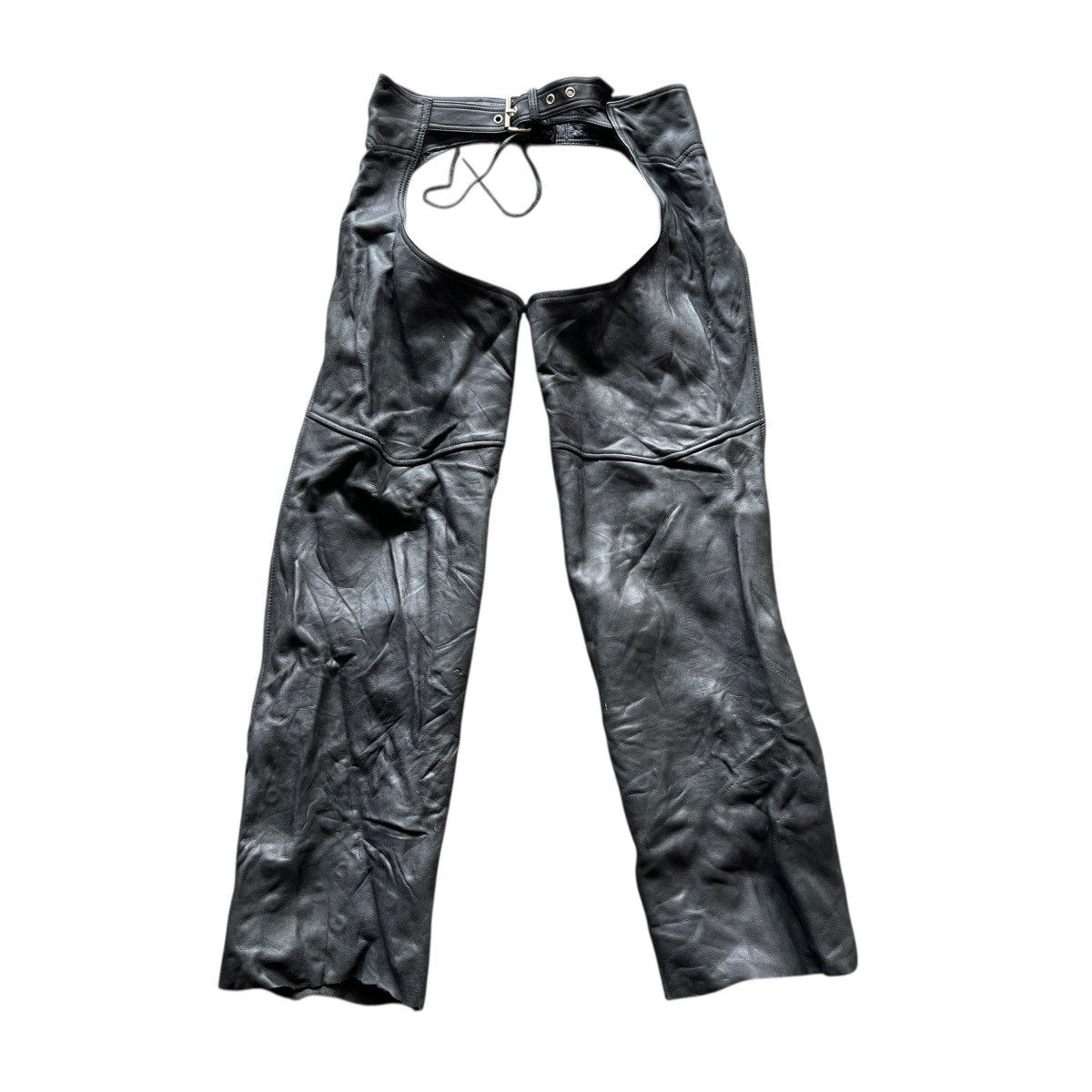 ICON Motorsports black genuine leather motorcycle chaps (Size 32-36) Size US 34 / EU 50 - 1 Thumbnail