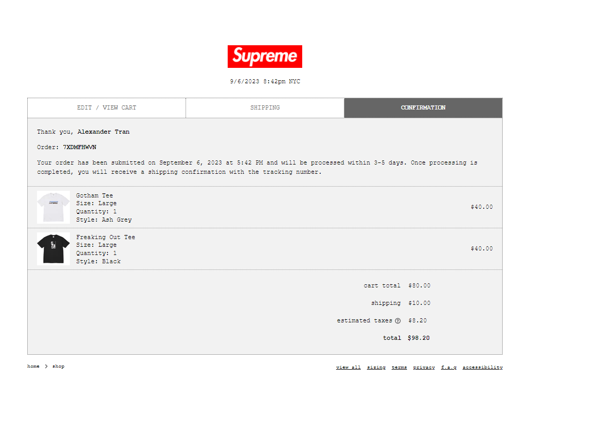 Supreme Supreme Freaking Out Tee [BLACK] Size US L / EU 52-54 / 3 - 5 Thumbnail