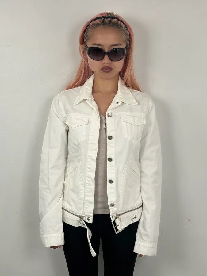 Jean Paul Gaultier 2000s Jean Paul Gaultier White Belted Denim Jacket Size M / US 6-8 / IT 42-44 - 2 Thumbnail
