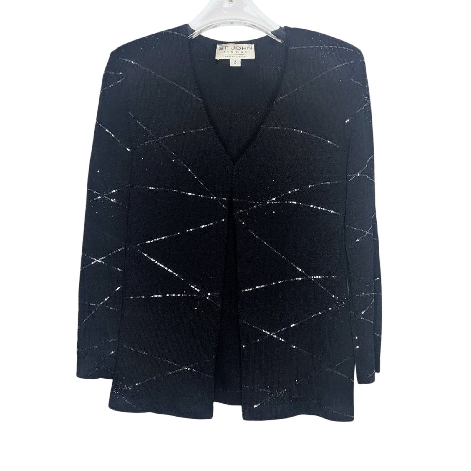 St. John St. John Evening Vintage Black Starburst Sparkle Cardigan Size XS / US 0-2 / IT 36-38 - 1 Thumbnail